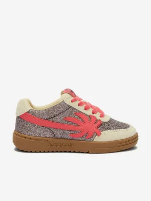 Girls Palm Beach University Glitter Trainers in Silver
