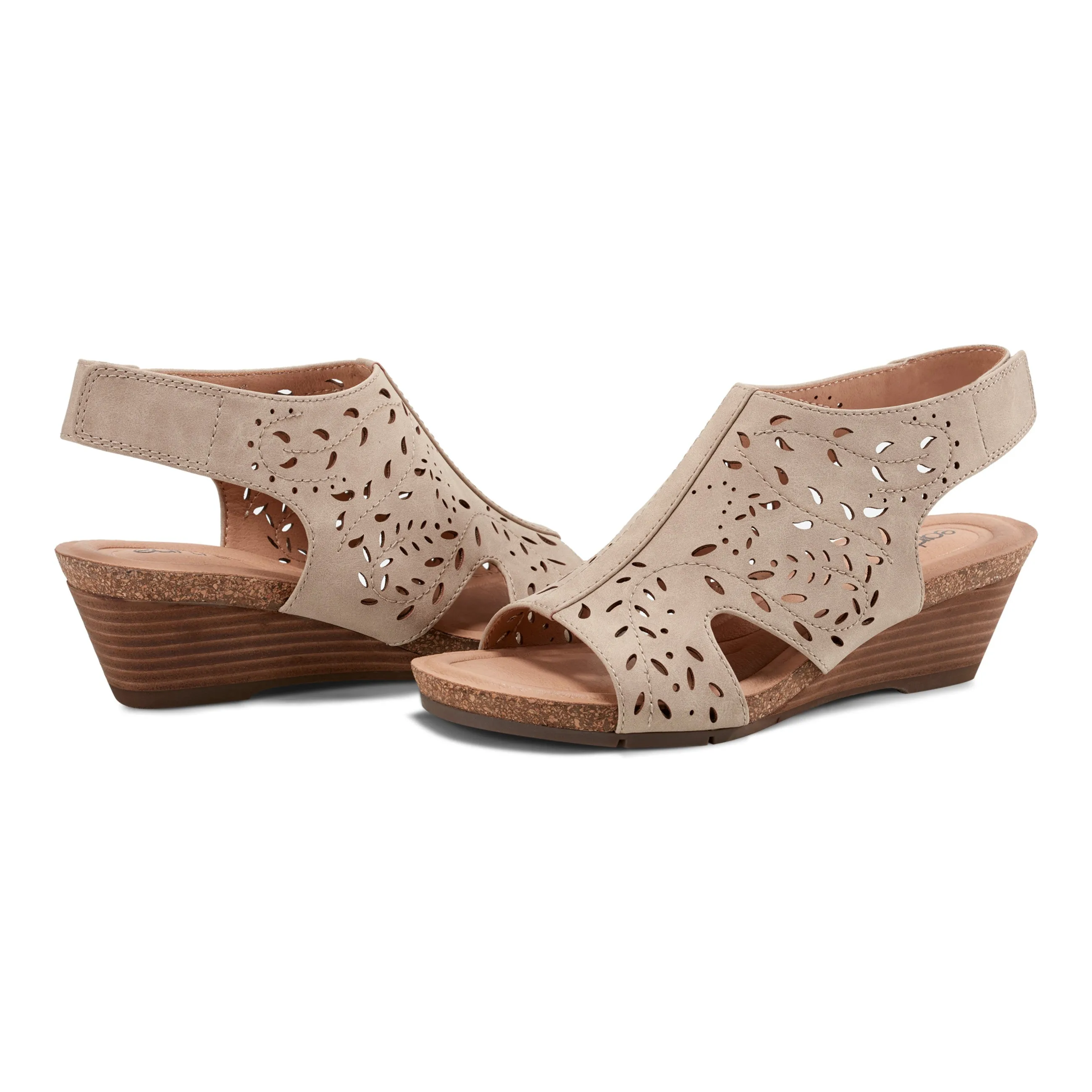 Halin Round Toe Casual Slingback Wedge Sandals