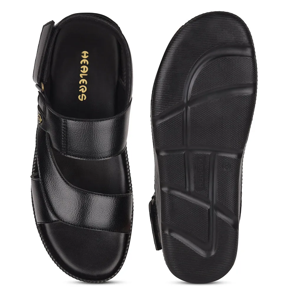 Healers Black Casual Sandal For Men VCL-103 By Liberty