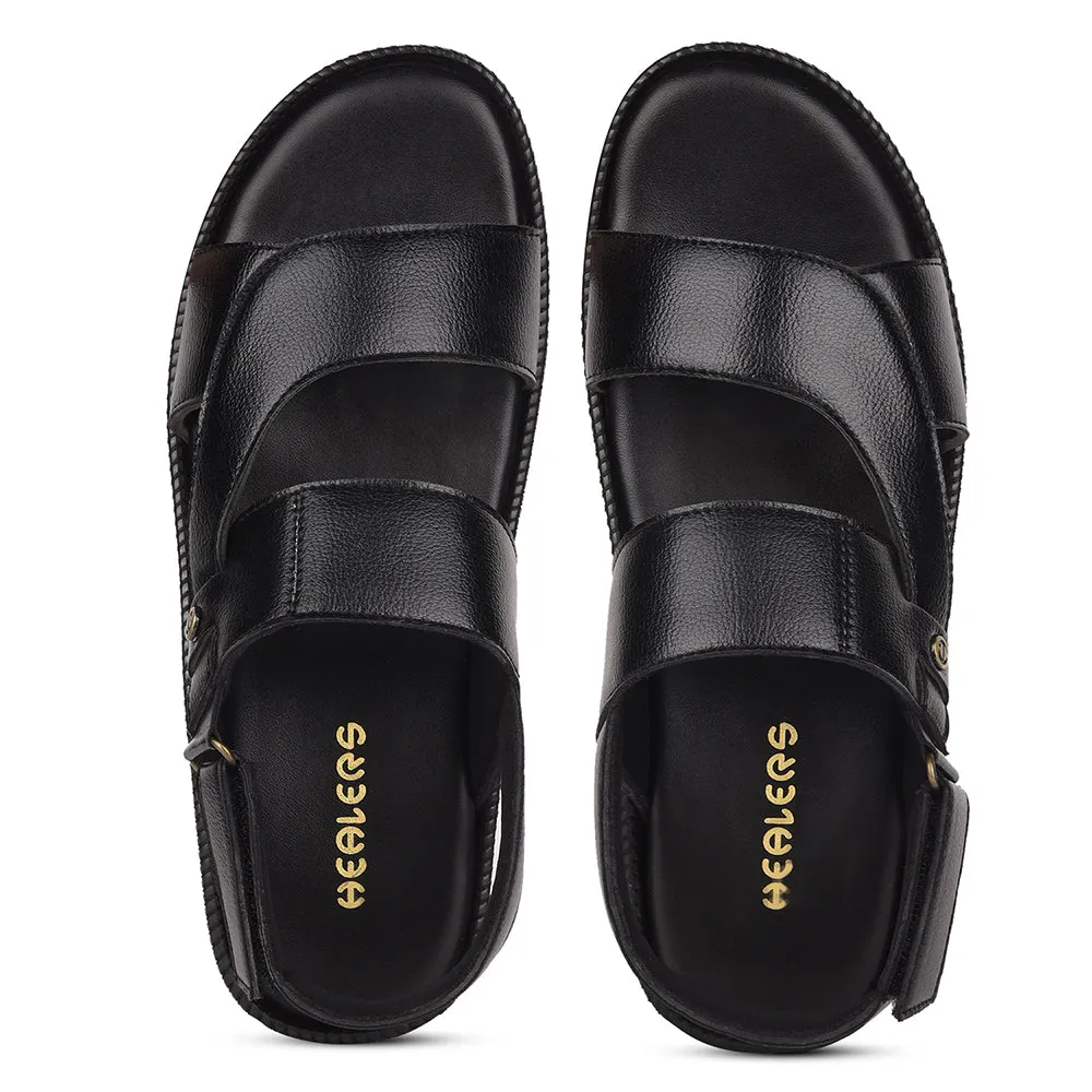Healers Black Casual Sandal For Men VCL-103 By Liberty