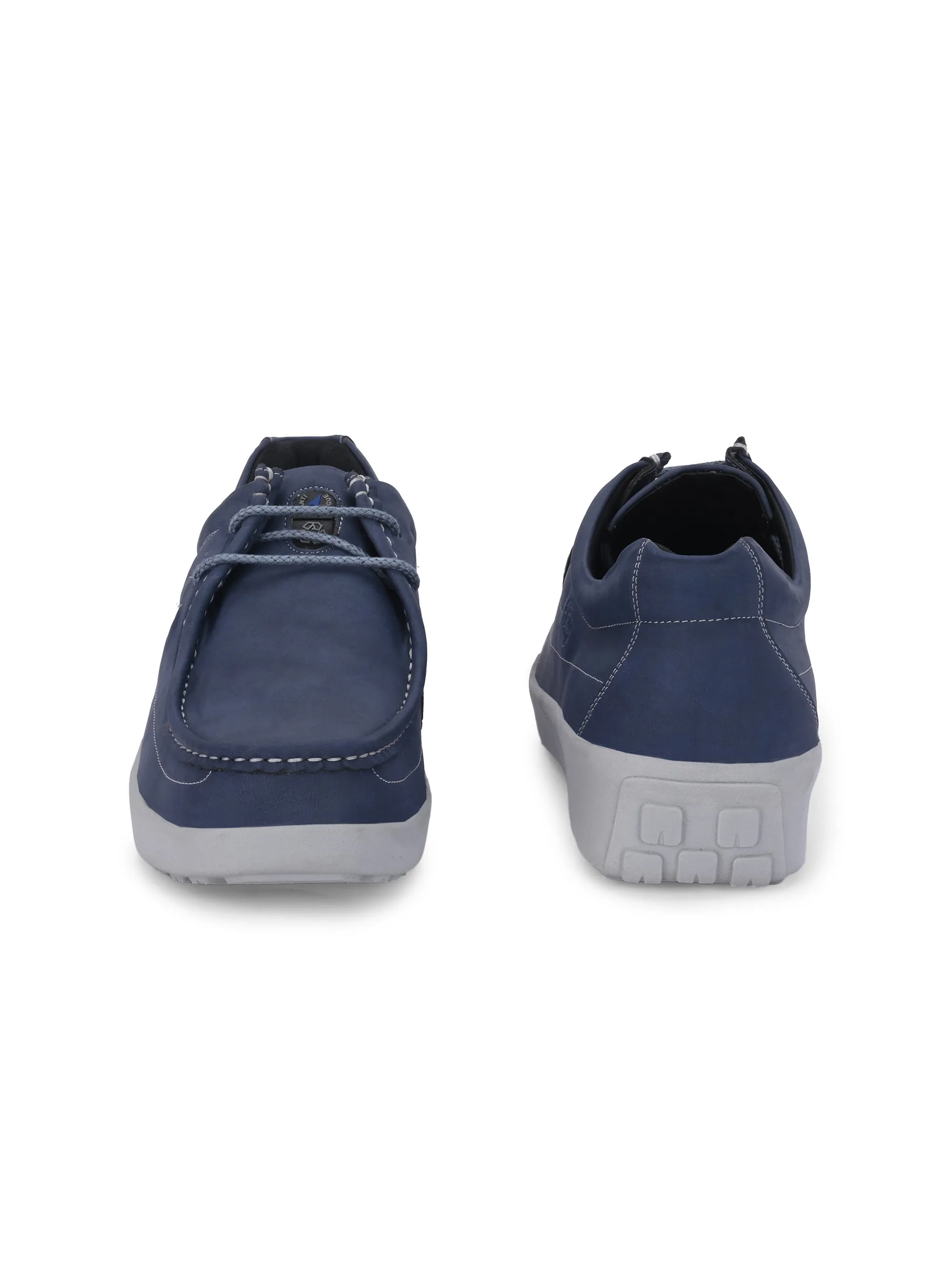 HITZ Men's Blue Leather Casual Lace Up Shoes