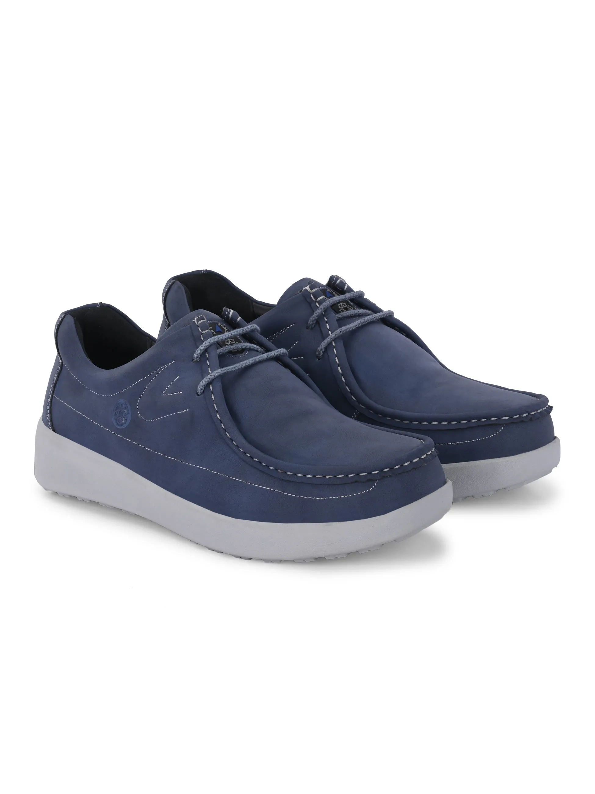 HITZ Men's Blue Leather Casual Lace Up Shoes