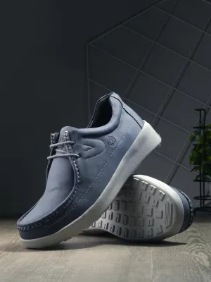 HITZ Men's Blue Leather Casual Lace Up Shoes