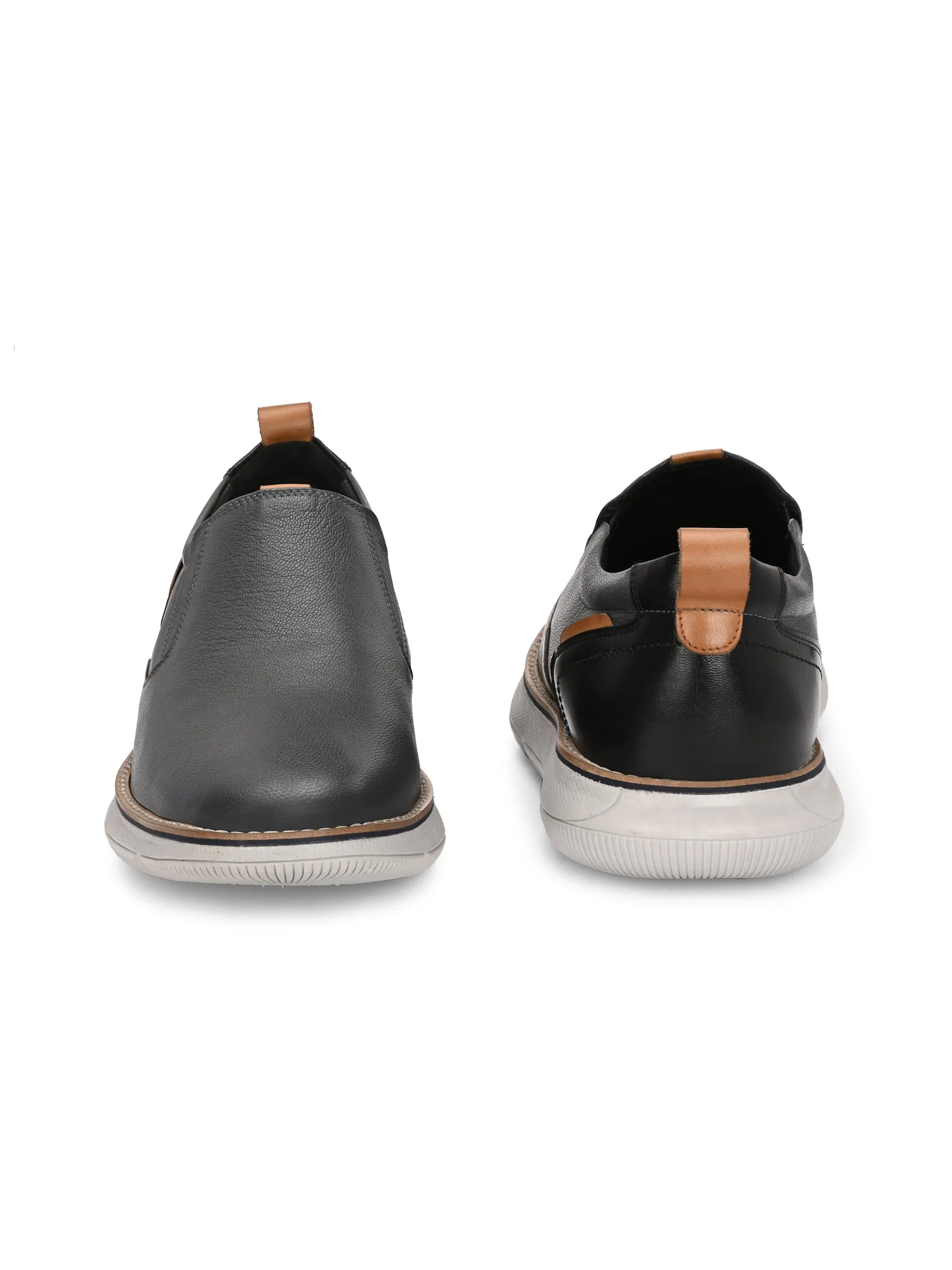 Hitz Men's Grey Leather Casual Shoes