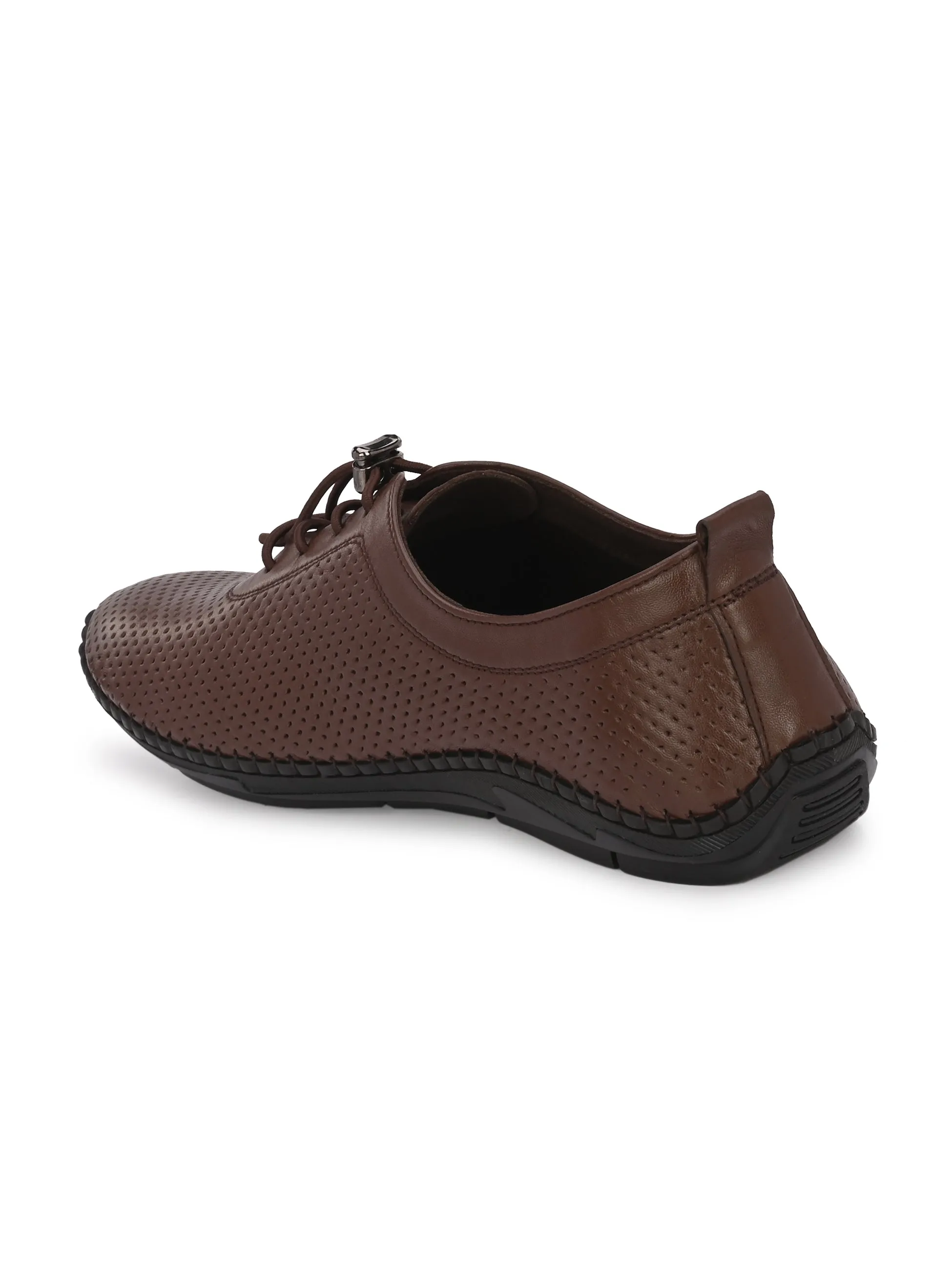 HITZ106 Men's Brown Leather Casual Lace-Up Shoes