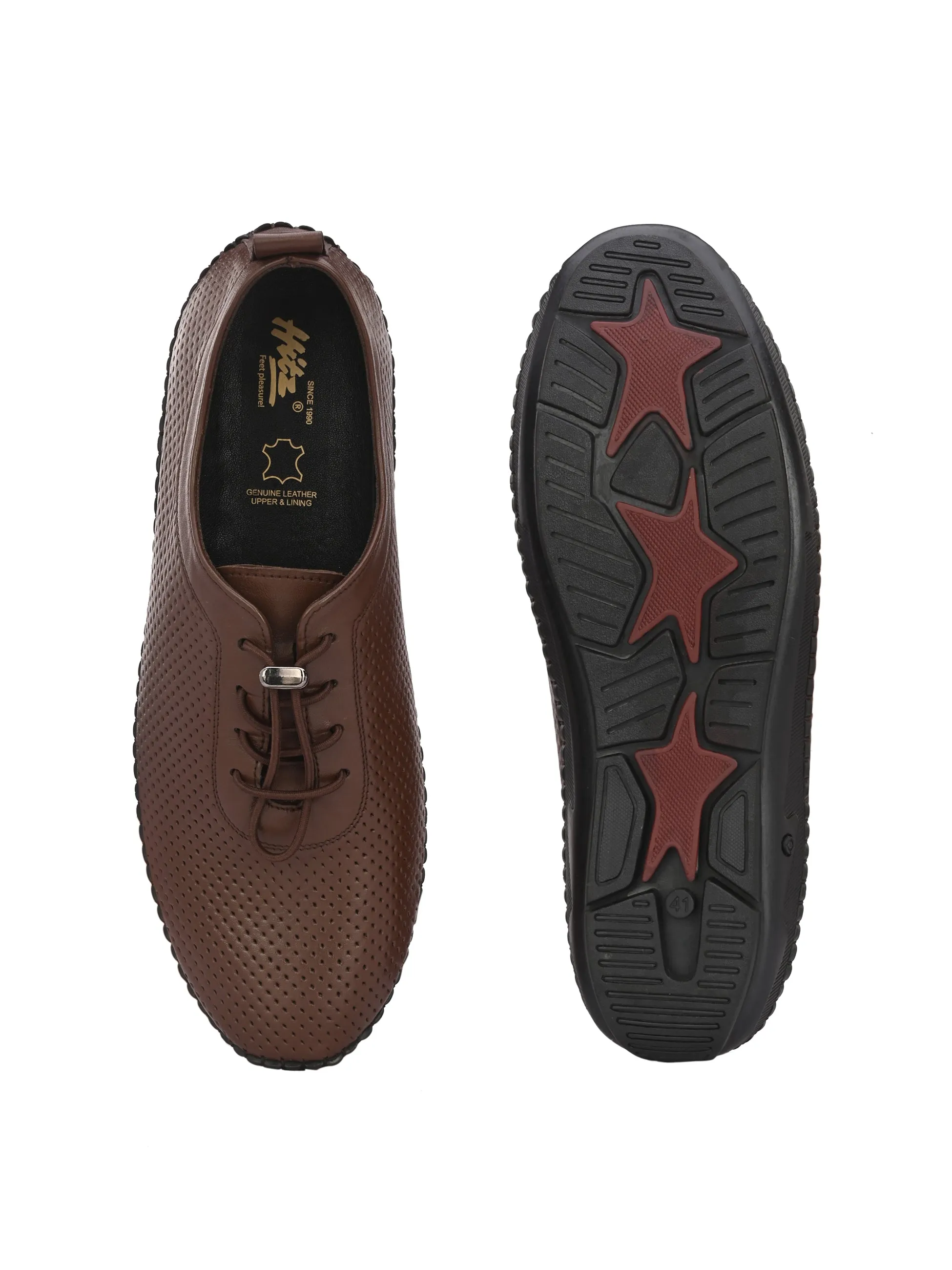 HITZ106 Men's Brown Leather Casual Lace-Up Shoes