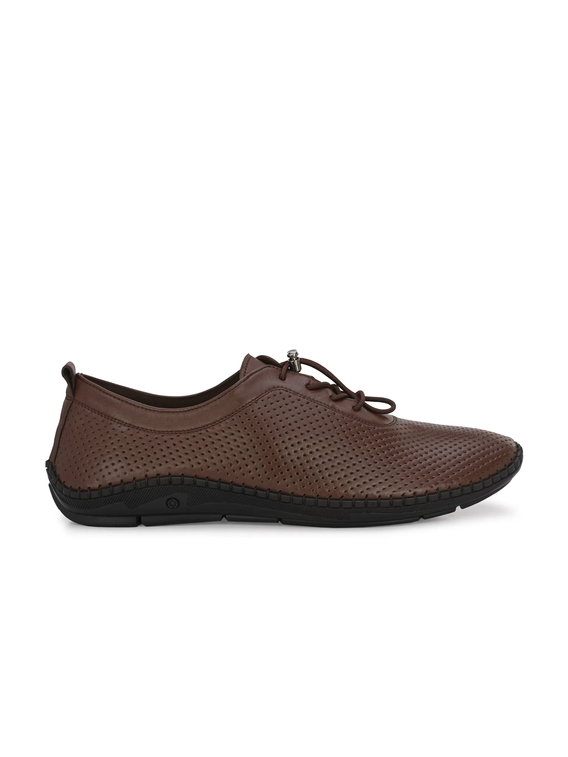 HITZ106 Men's Brown Leather Casual Lace-Up Shoes