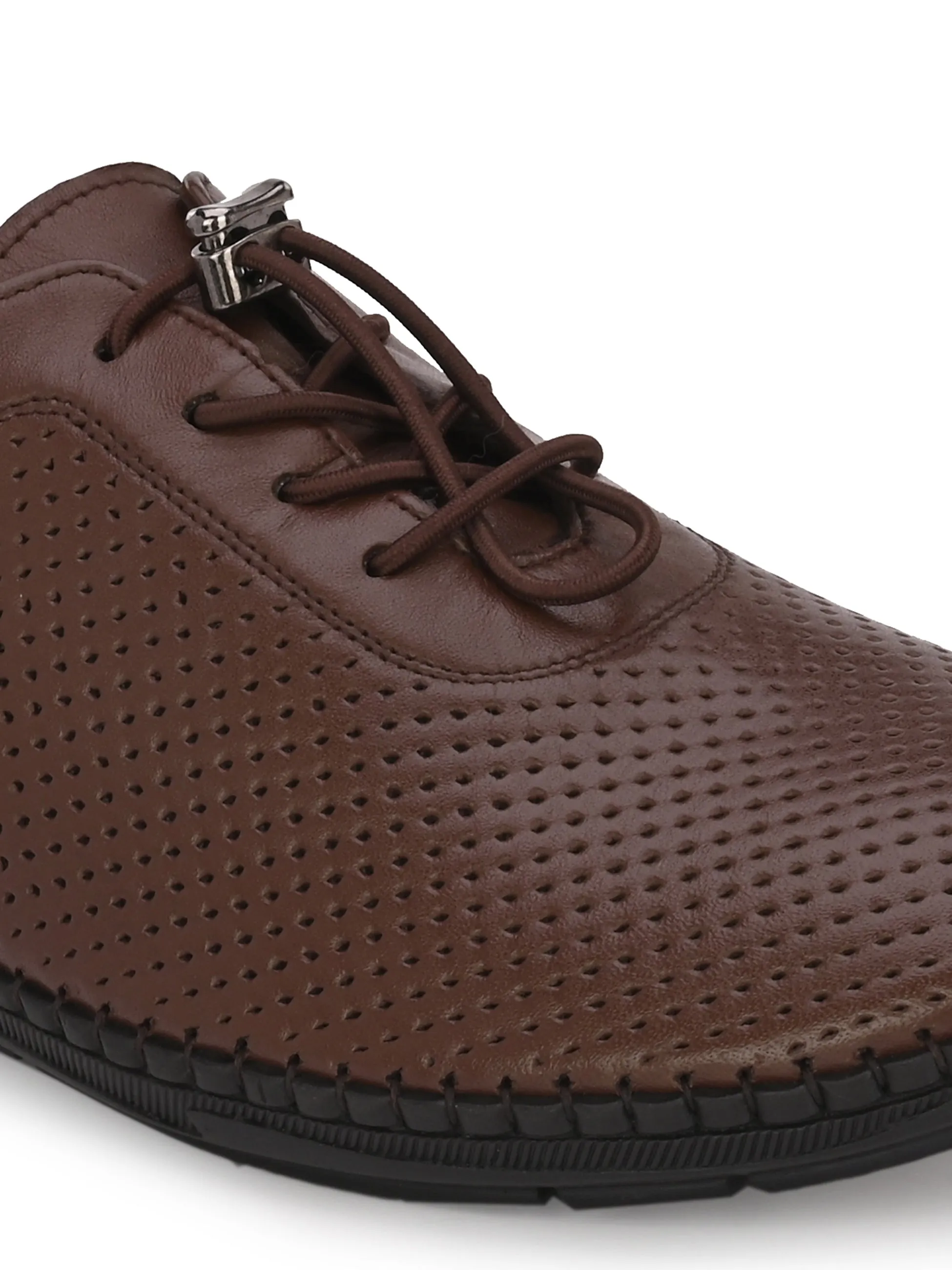 HITZ106 Men's Brown Leather Casual Lace-Up Shoes