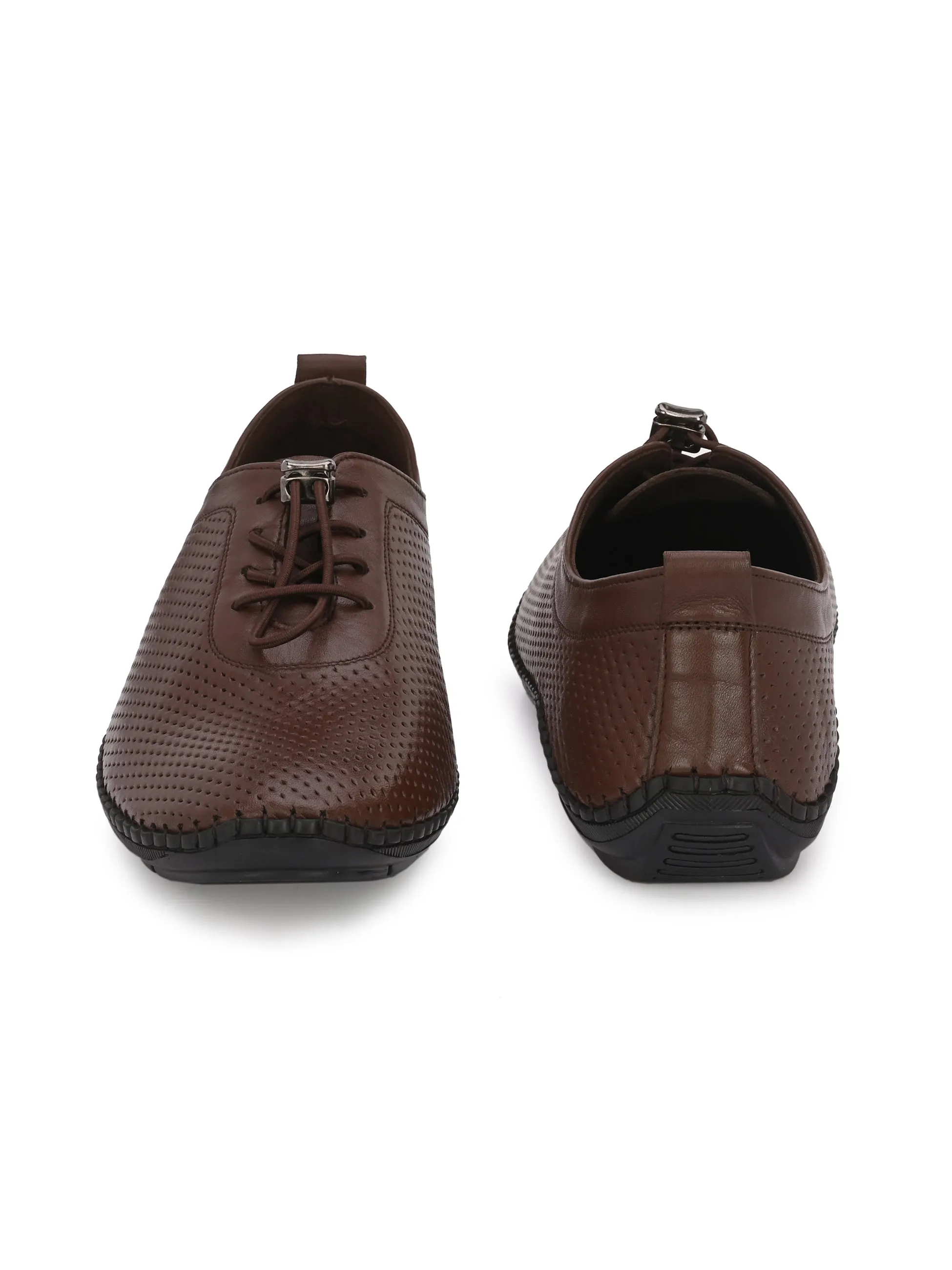 HITZ106 Men's Brown Leather Casual Lace-Up Shoes