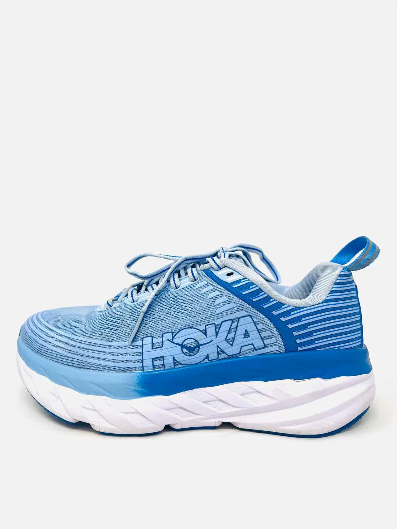 Hoka Size 5.5 Lt Blue/White Lace-Up Mesh AS IS Shoes Sneakers