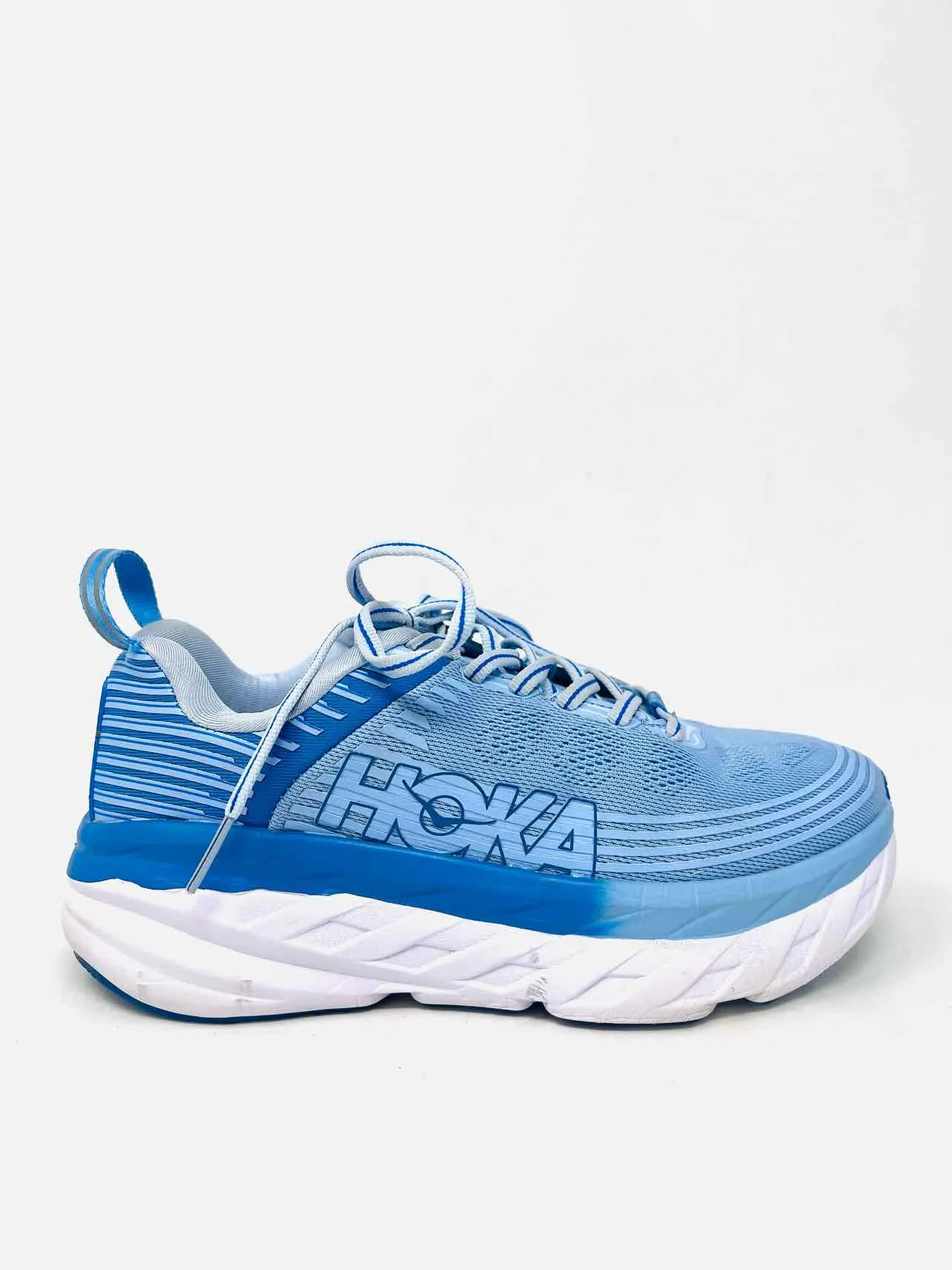 Hoka Size 5.5 Lt Blue/White Lace-Up Mesh AS IS Shoes Sneakers