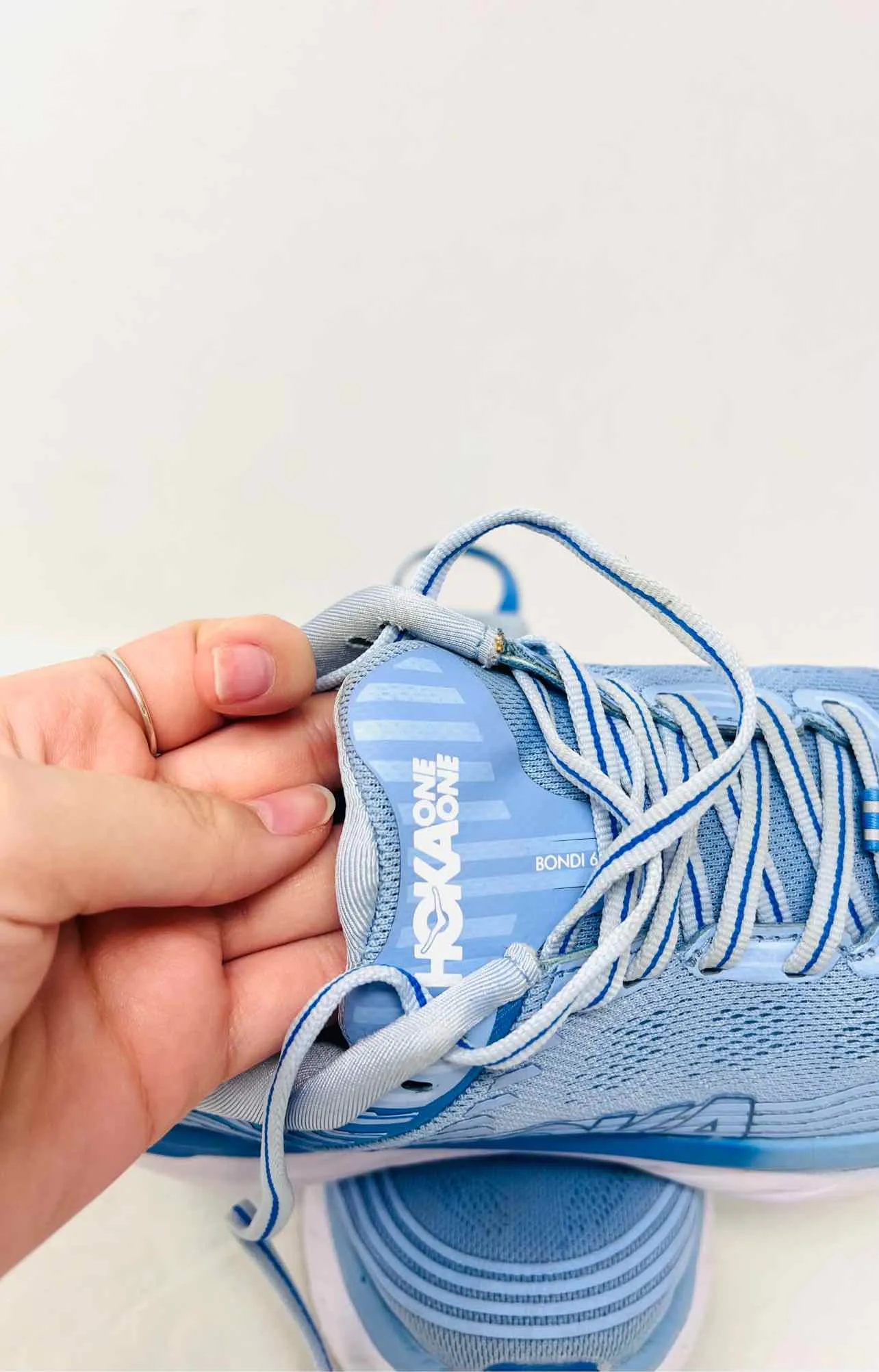 Hoka Size 5.5 Lt Blue/White Lace-Up Mesh AS IS Shoes Sneakers