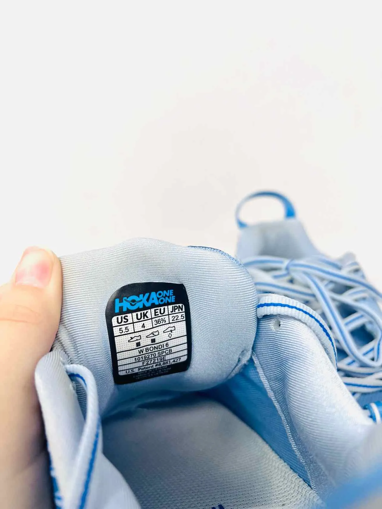 Hoka Size 5.5 Lt Blue/White Lace-Up Mesh AS IS Shoes Sneakers