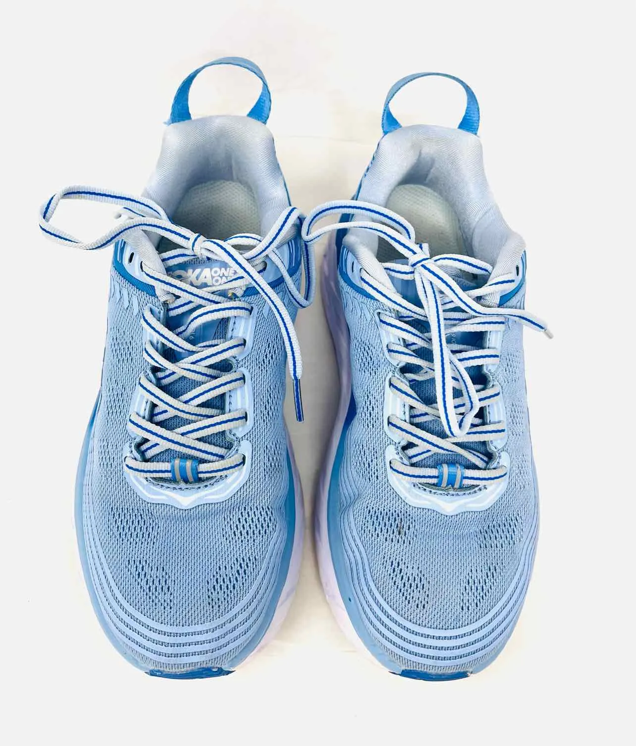 Hoka Size 5.5 Lt Blue/White Lace-Up Mesh AS IS Shoes Sneakers