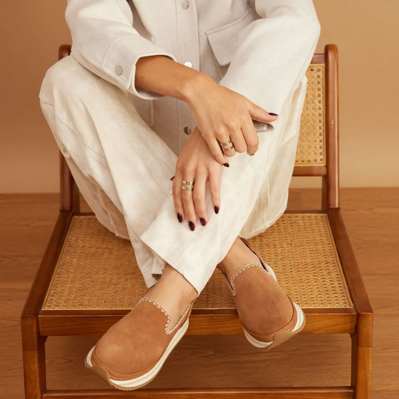 Jocelyn Brown Suede Deco Stitch Espadrille Sneaker