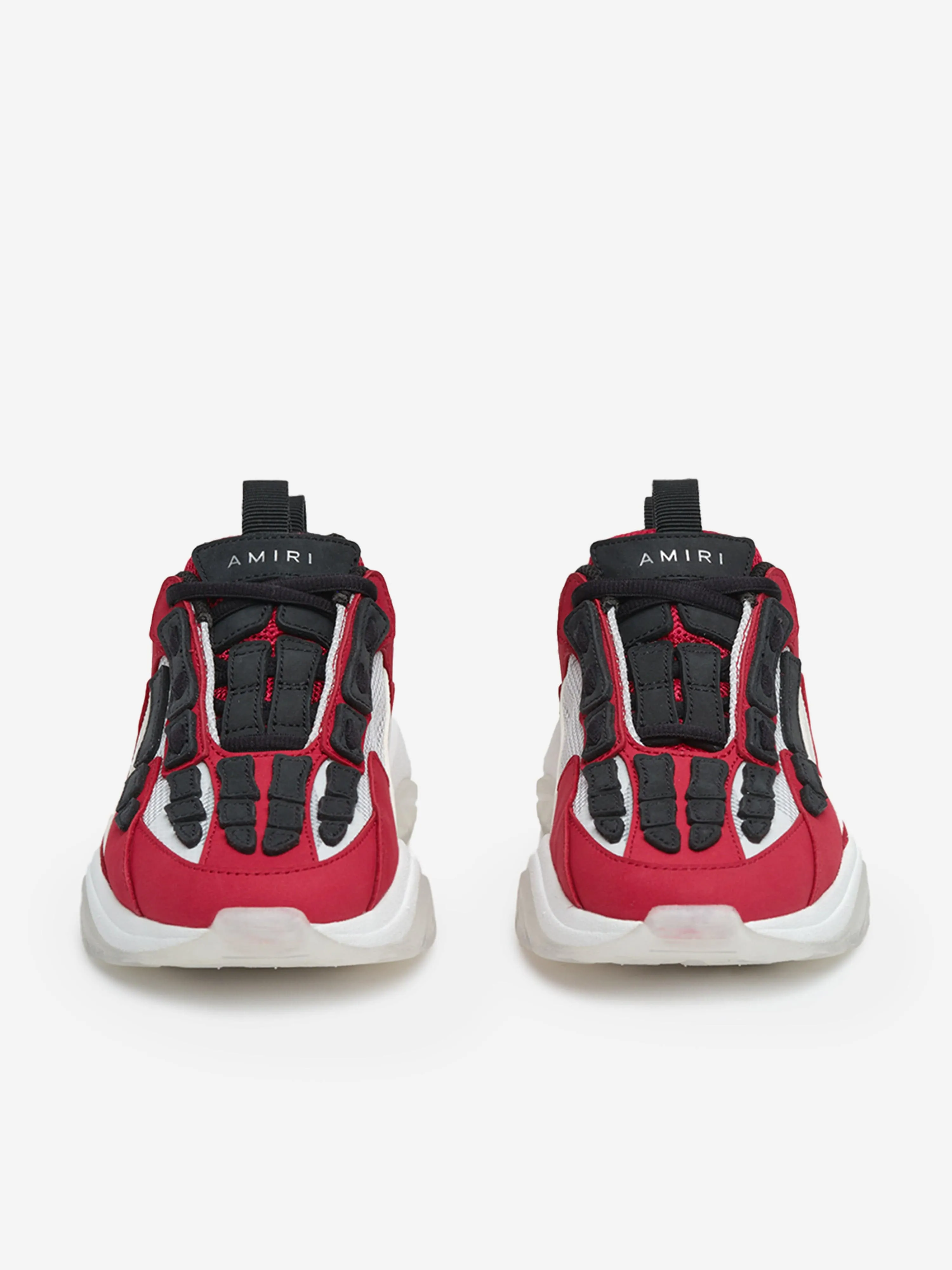Kids Leather Bone Runner Trainers in Red
