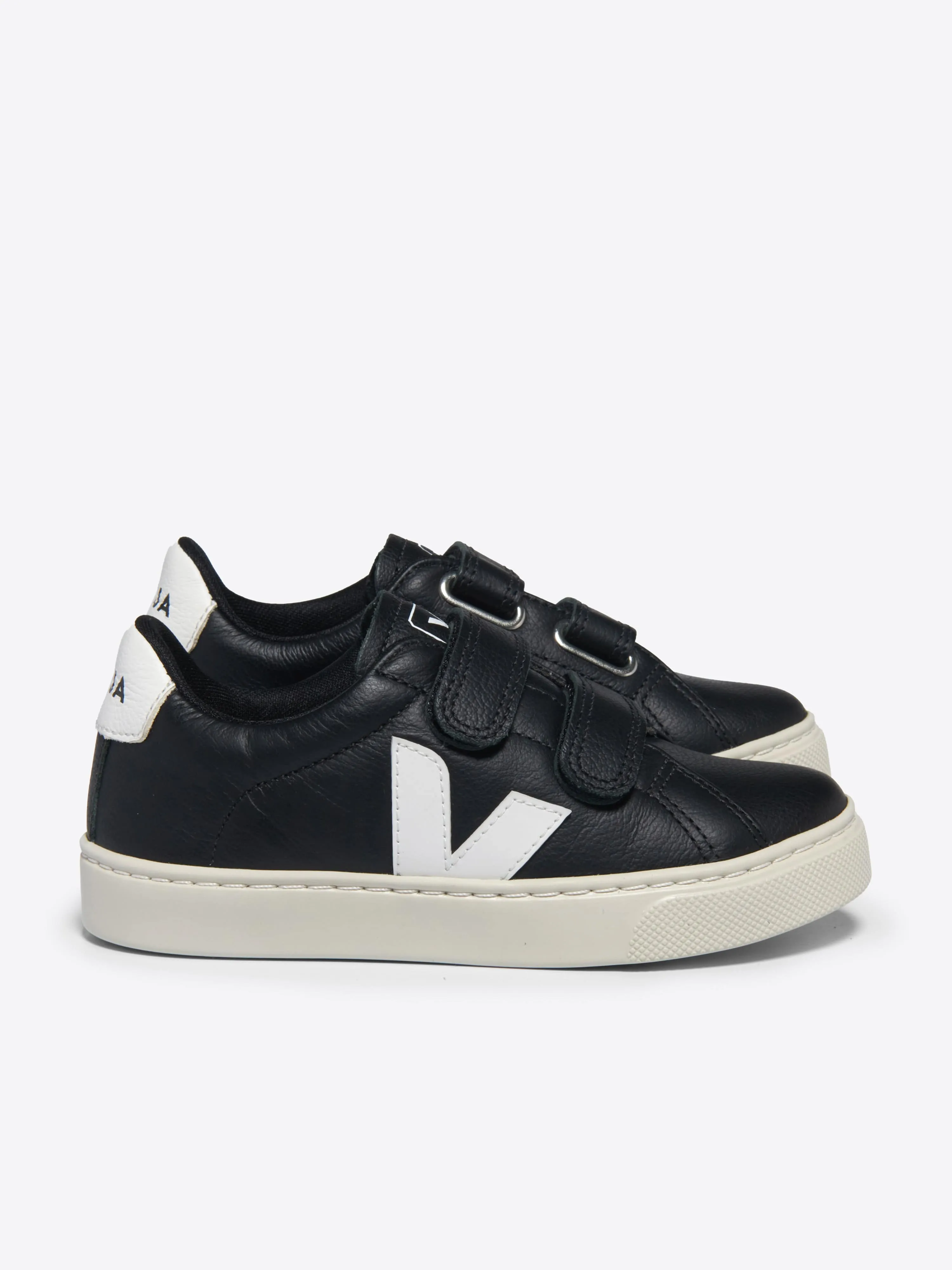 Kids Leather Esplar Trainers in Black