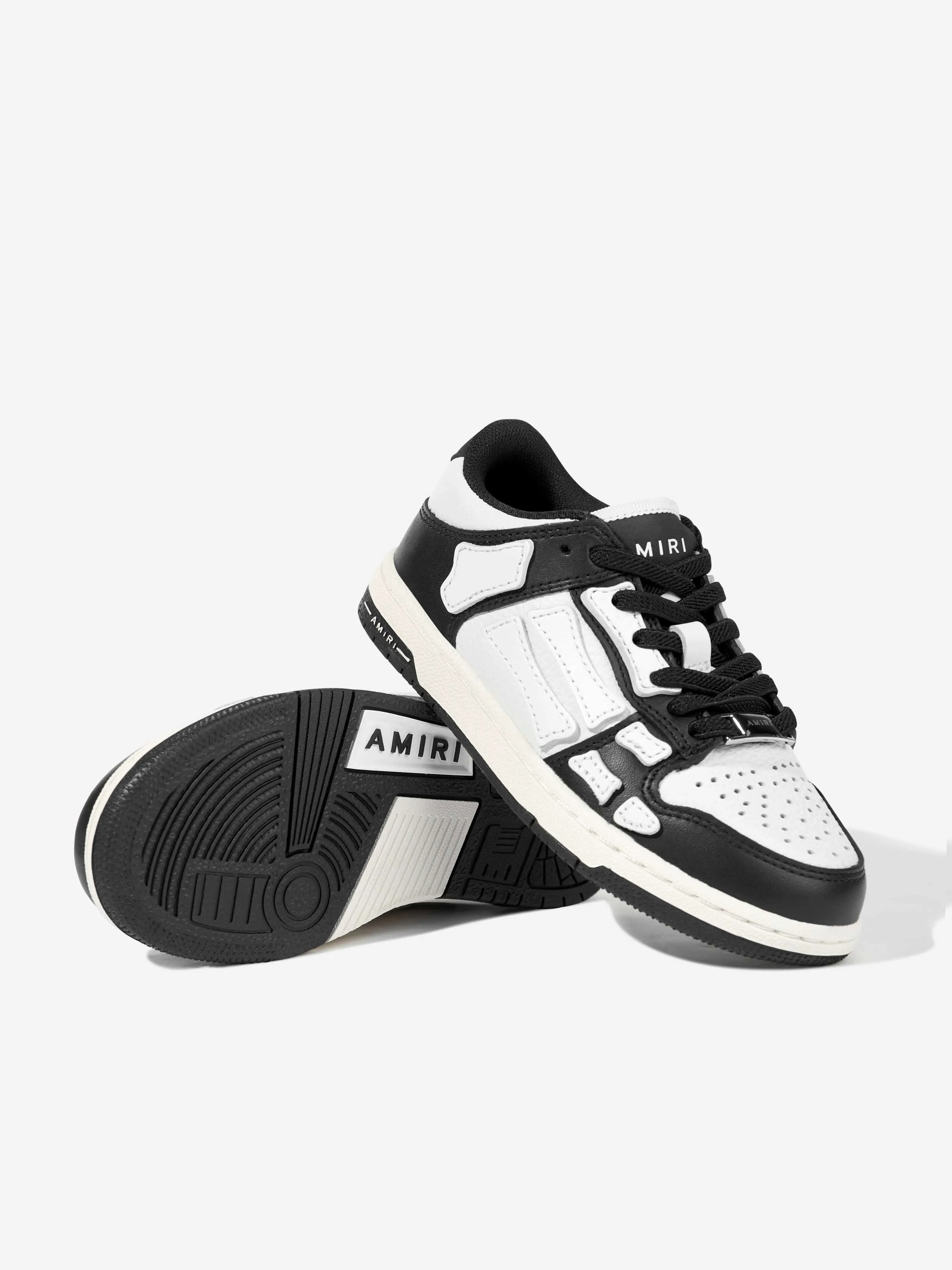 Kids Leather Skel Top Low Trainers in Black