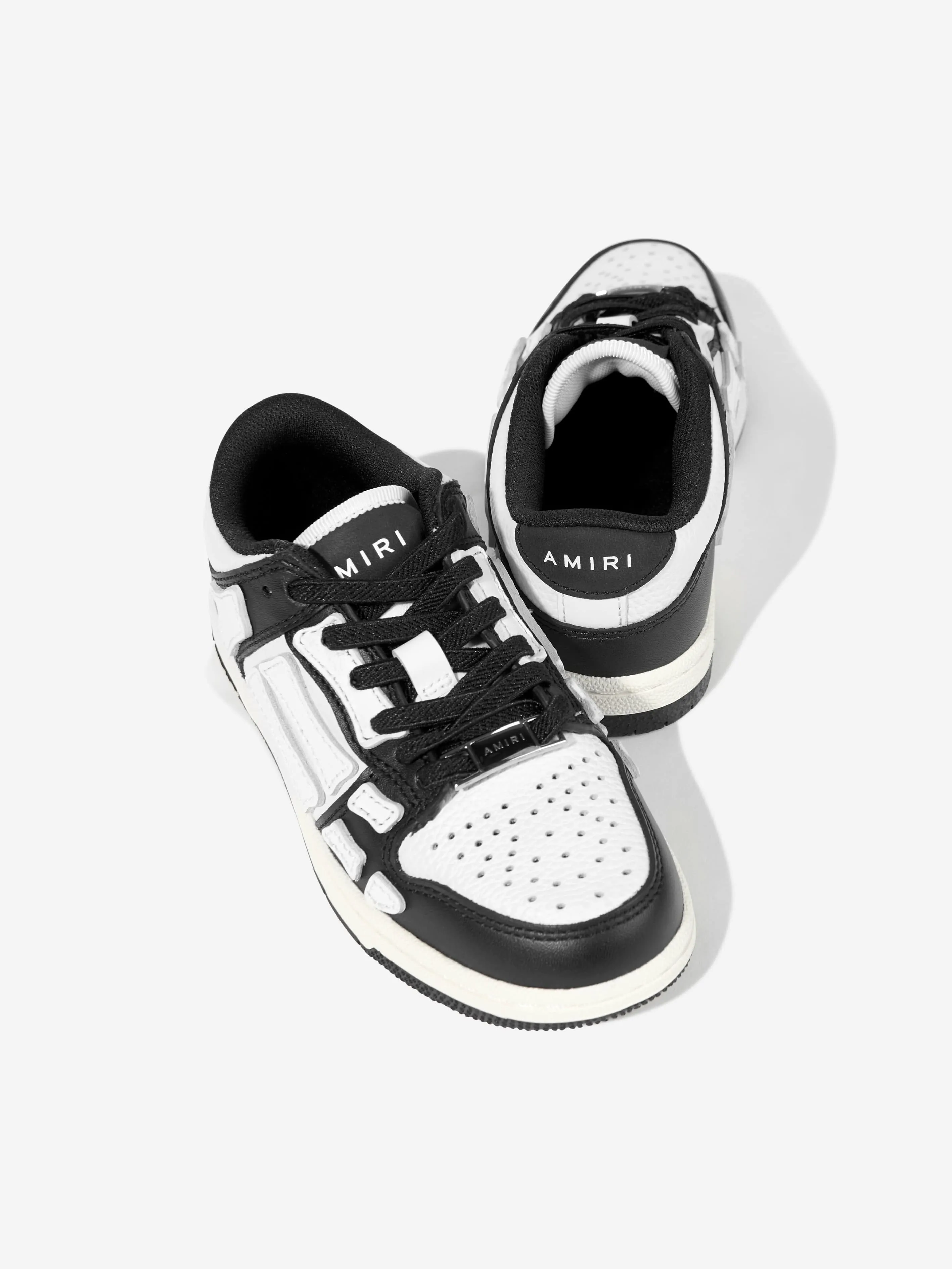 Kids Leather Skel Top Low Trainers in Black