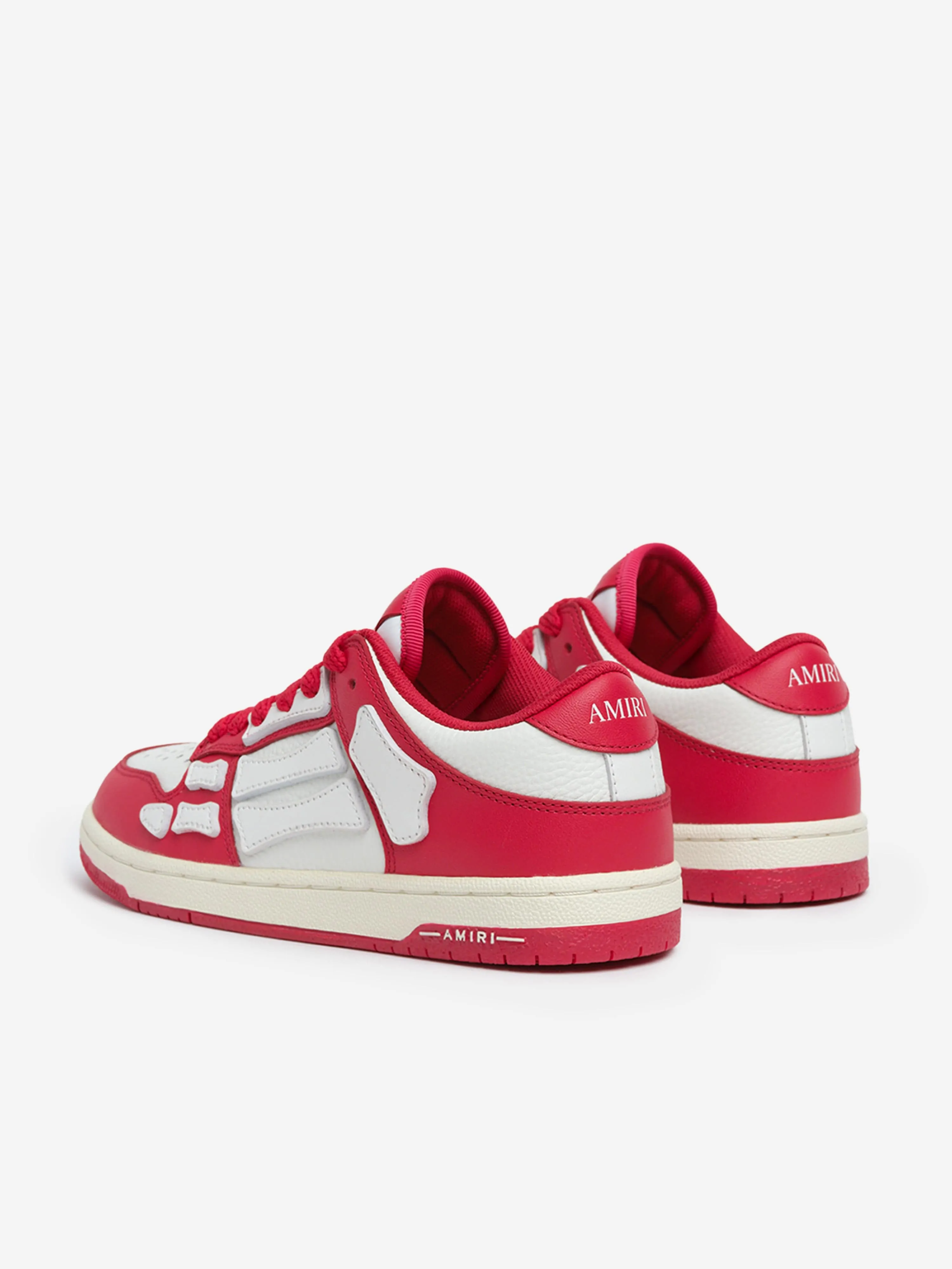 Kids Leather Skel Top Low Trainers in Red