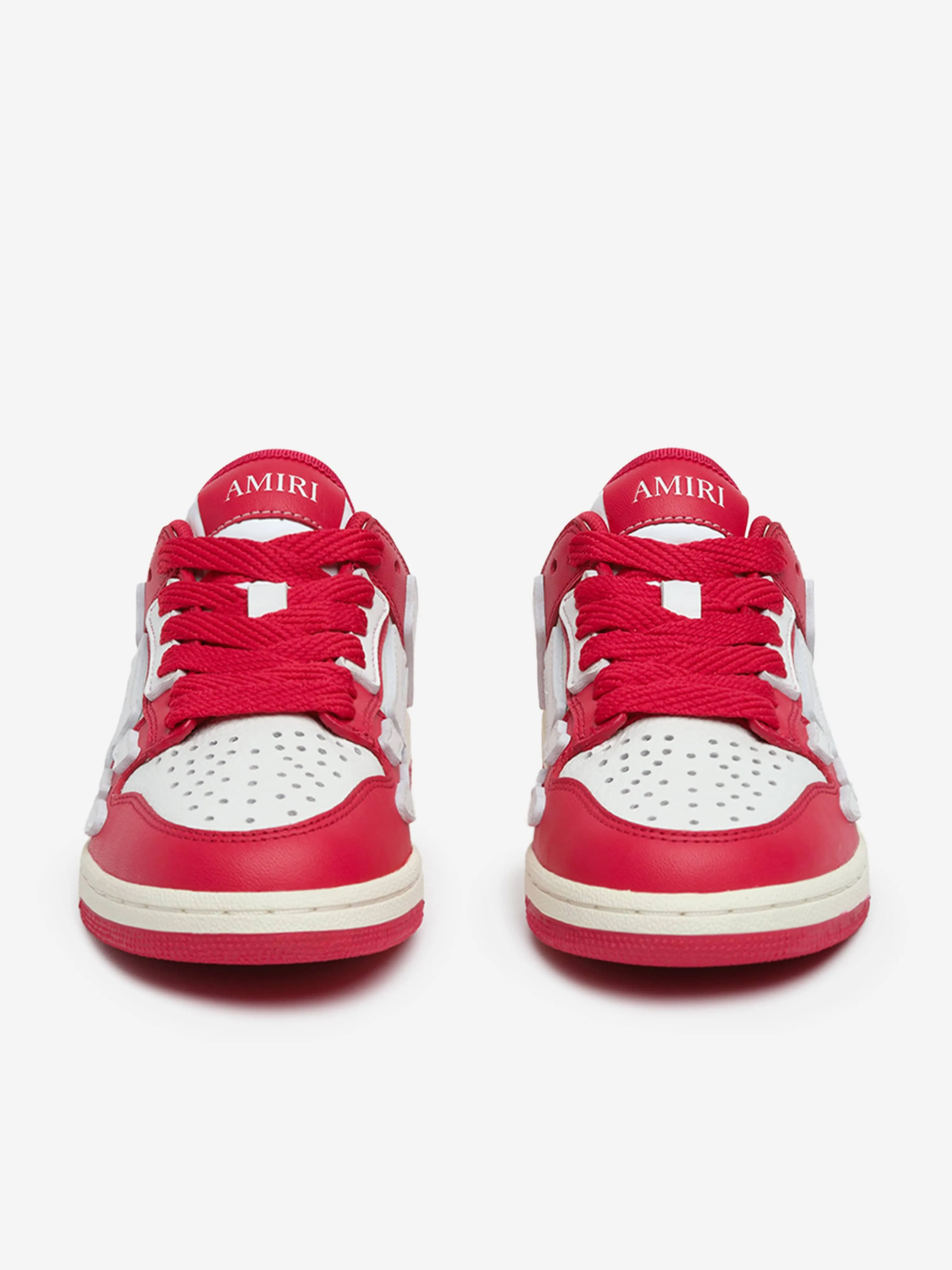 Kids Leather Skel Top Low Trainers in Red