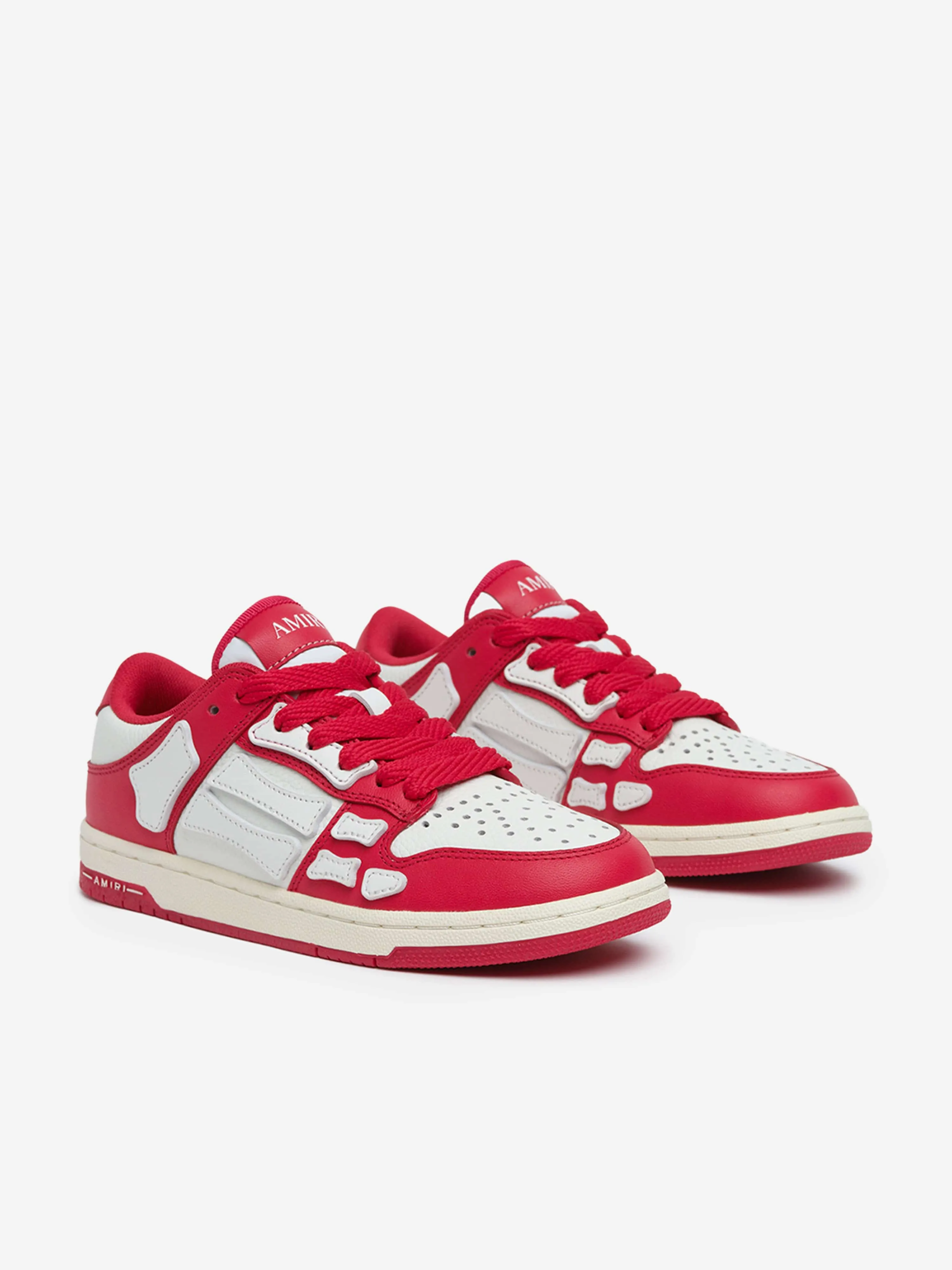 Kids Leather Skel Top Low Trainers in Red
