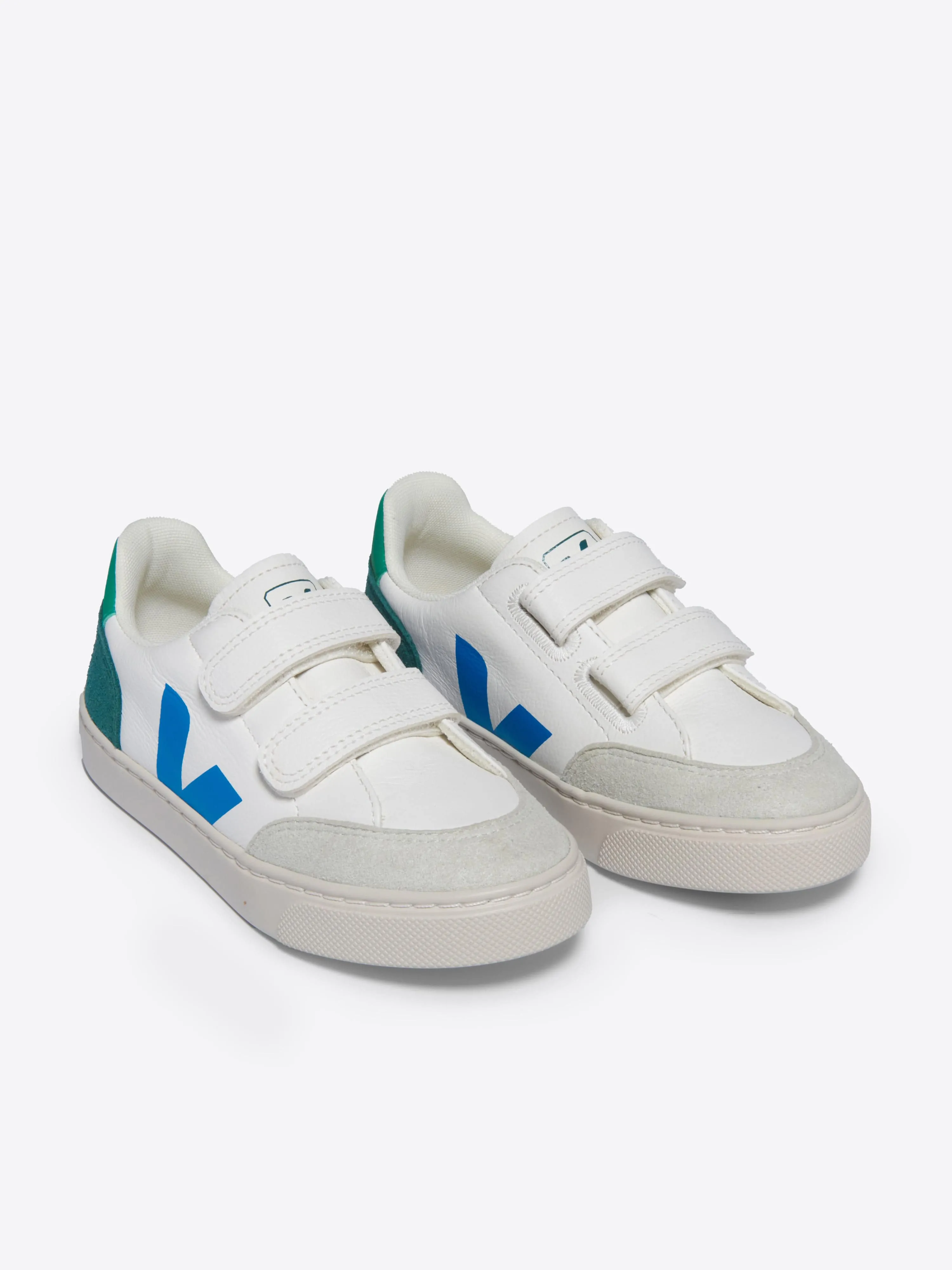 Kids Leather V-12 Trainers in White