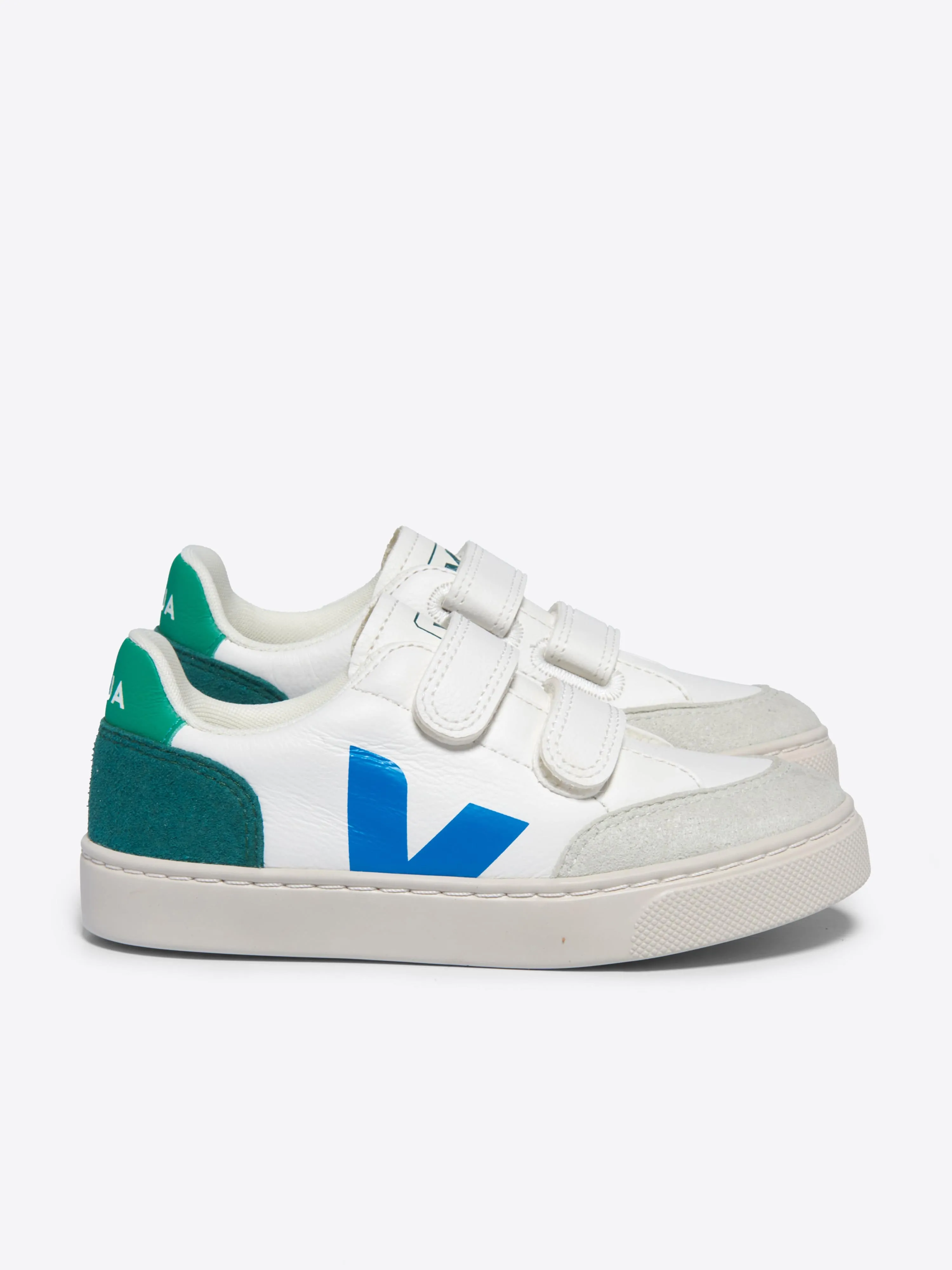 Kids Leather V-12 Trainers in White