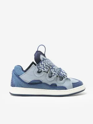 Lanvin Kids Denim and Leather Curb Trainers