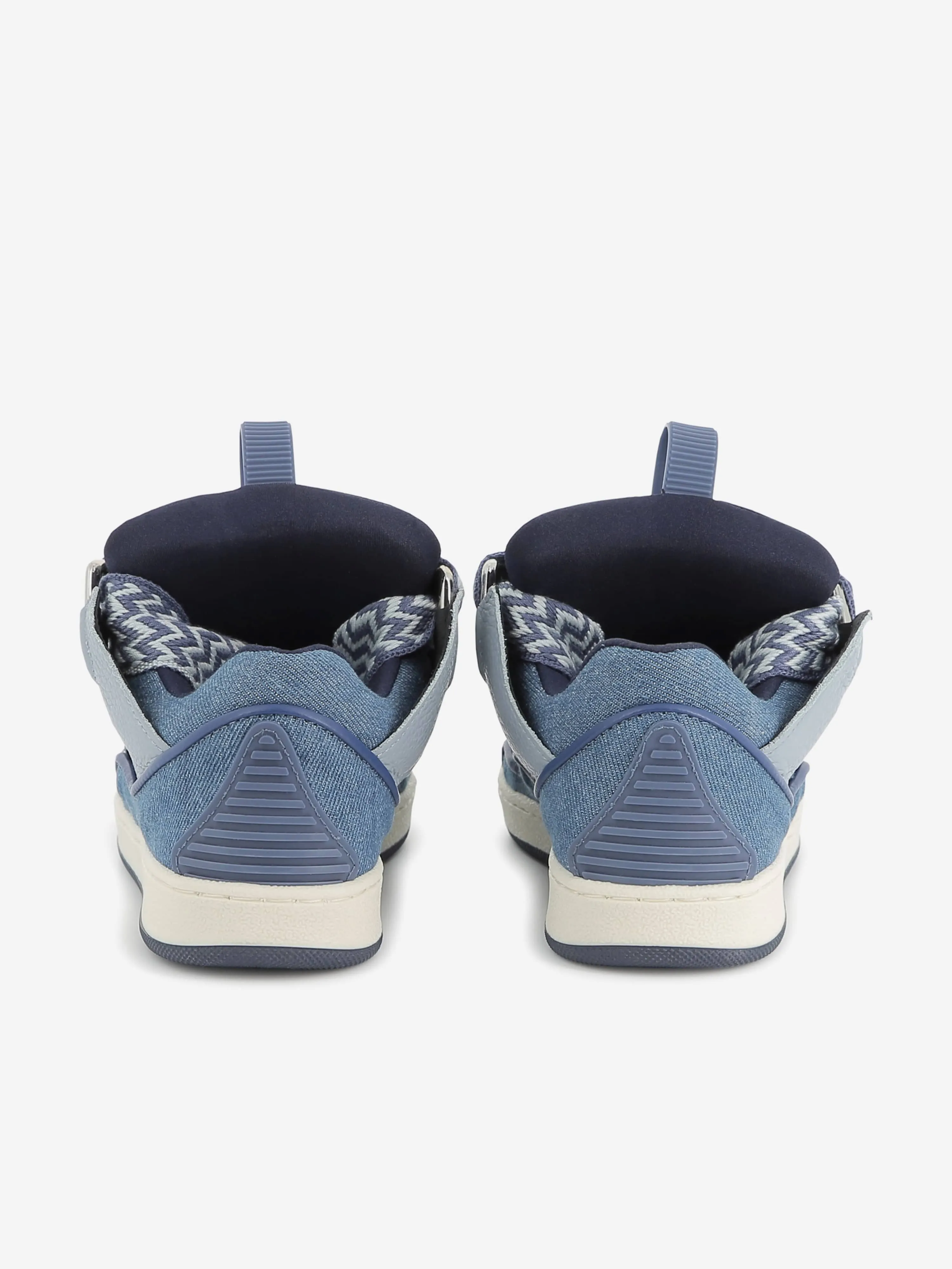 Lanvin Kids Denim and Leather Curb Trainers