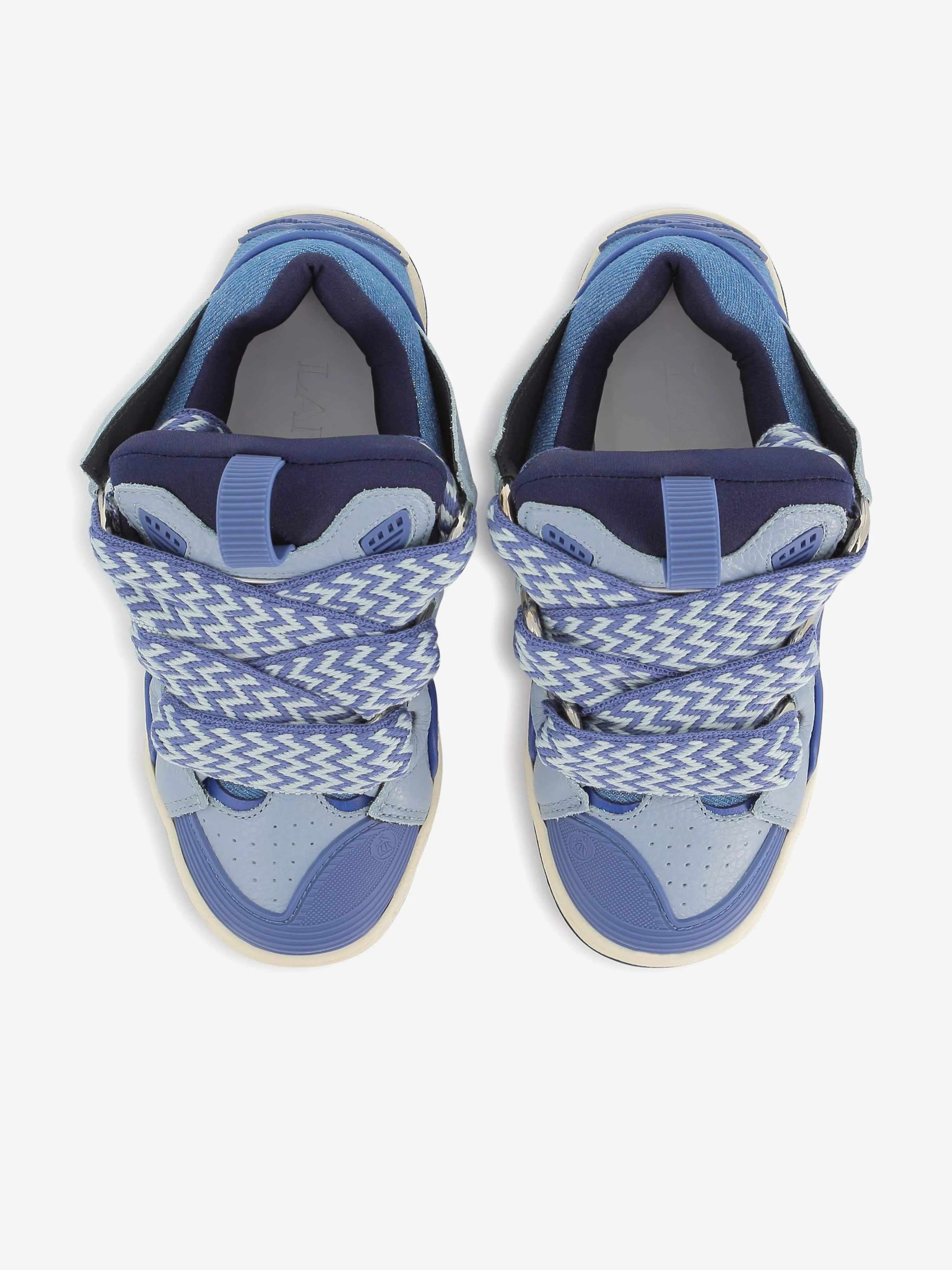 Lanvin Kids Denim and Leather Curb Trainers