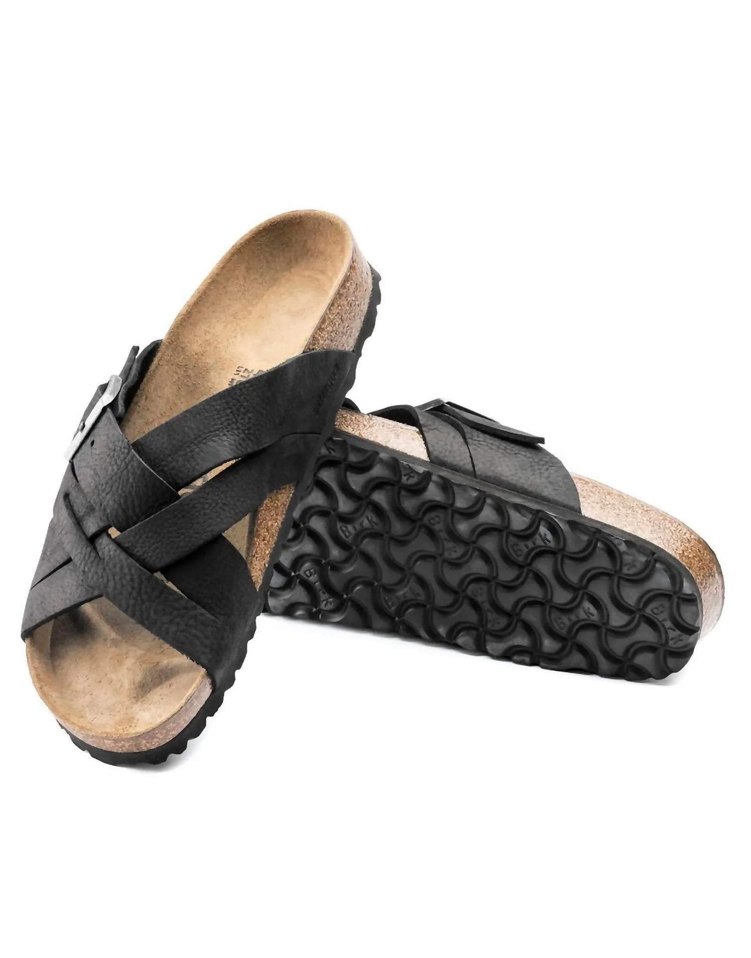 Lugano Oiled Leather Sandal in Camberra Old Black
