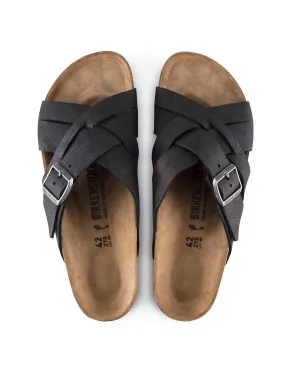 Lugano Oiled Leather Sandal in Camberra Old Black