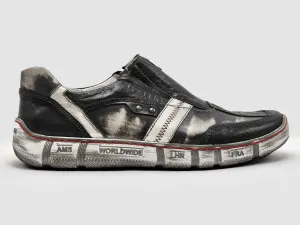 Men's Comfort Slip-On Leather Shoes In Black/white