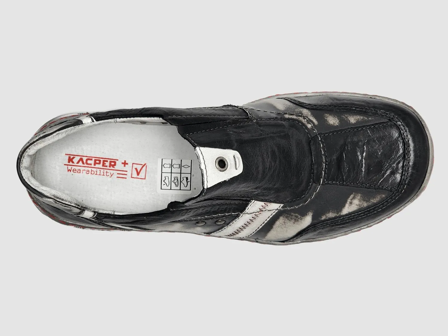 Men's Comfort Slip-On Leather Shoes In Black/white