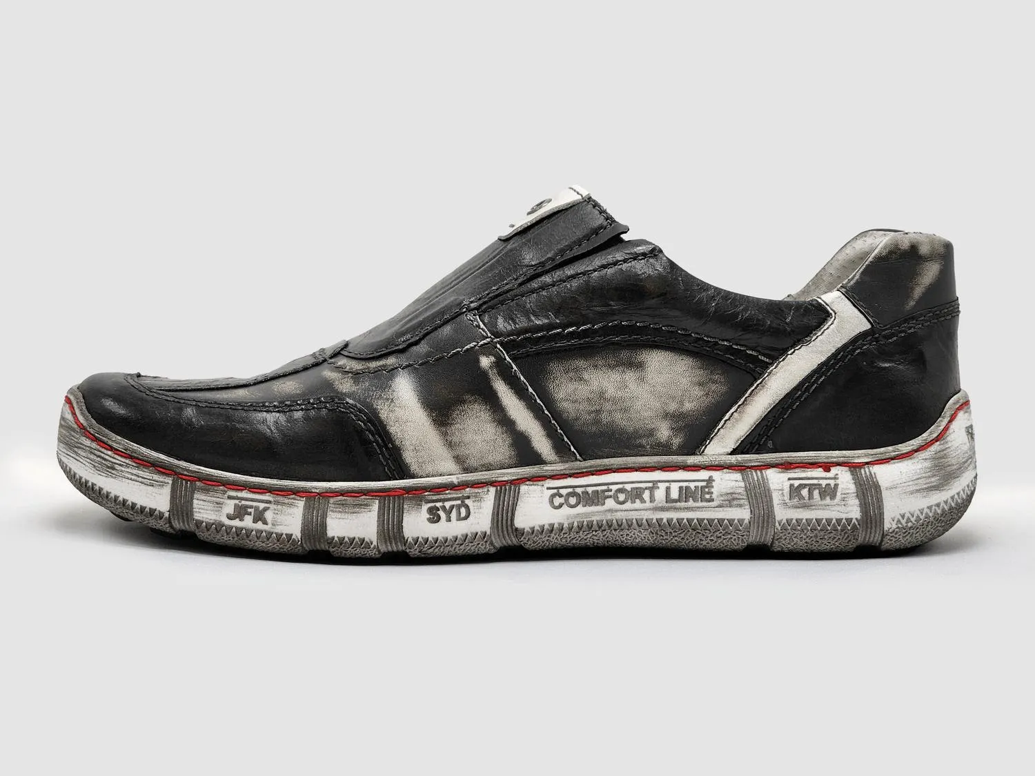 Men's Comfort Slip-On Leather Shoes In Black/white
