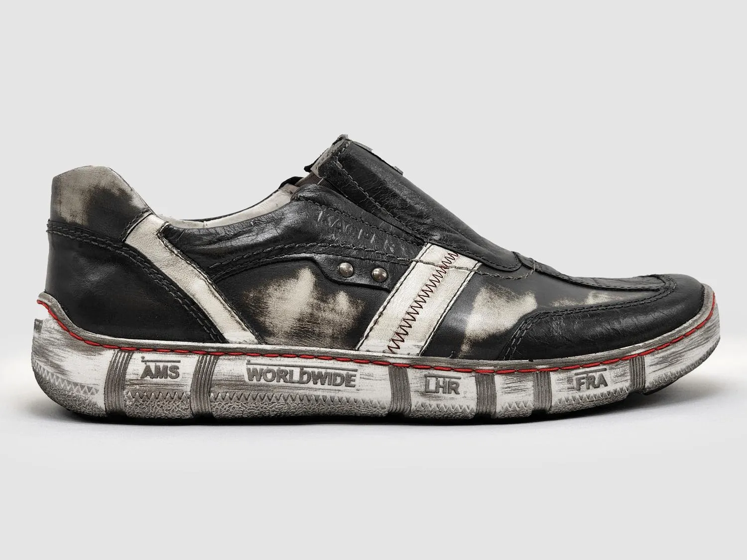 Men's Comfort Slip-On Leather Shoes In Black/white
