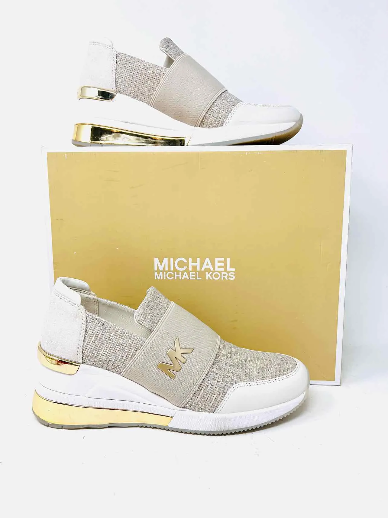 Michael Michael Kors Size 8 Champagne Slip-on Glitter W/ BOX!!! Shoes Sneakers
