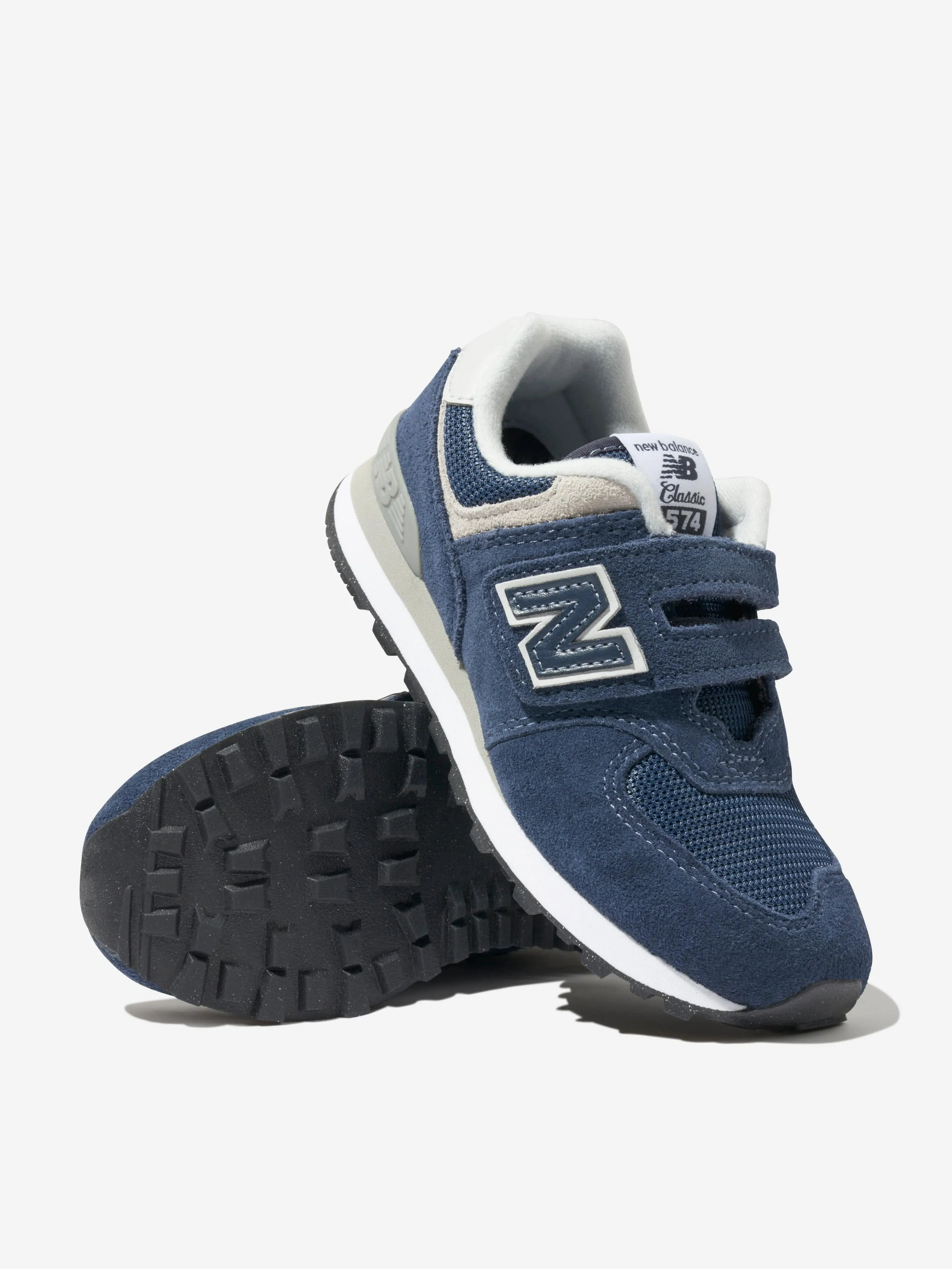 New Balance Kids 574 Lace Up Logo Trainers in Navy