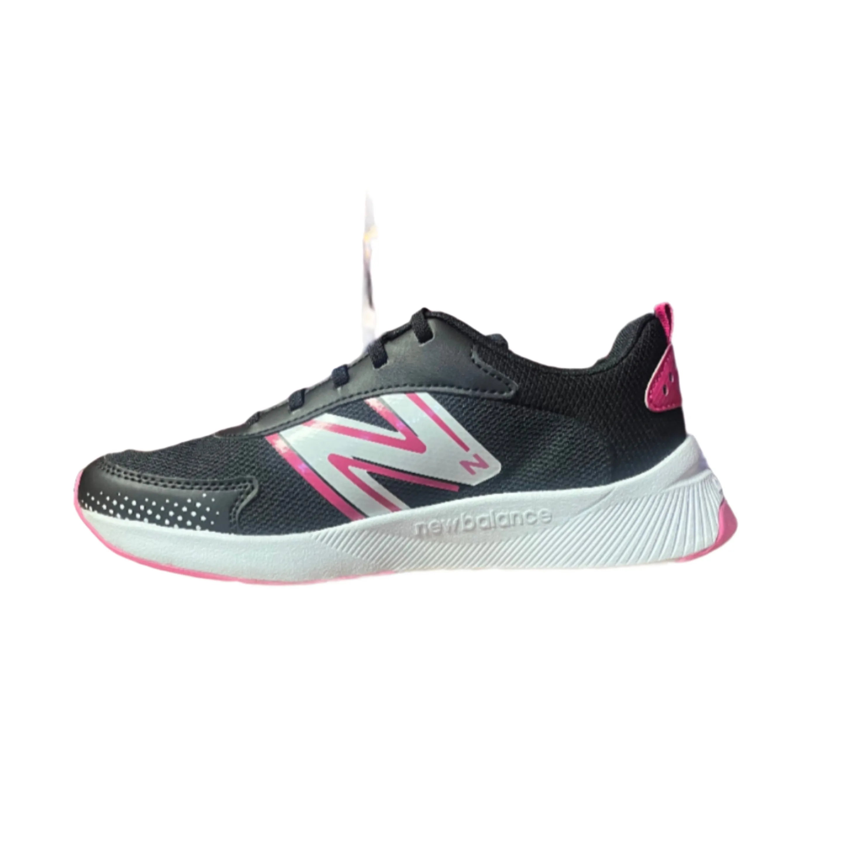 New Balance Shoes Kid's Dynasoft 545 Bungee Lace with Top Strap Black/Carnival Pink (10.5c-3Y)