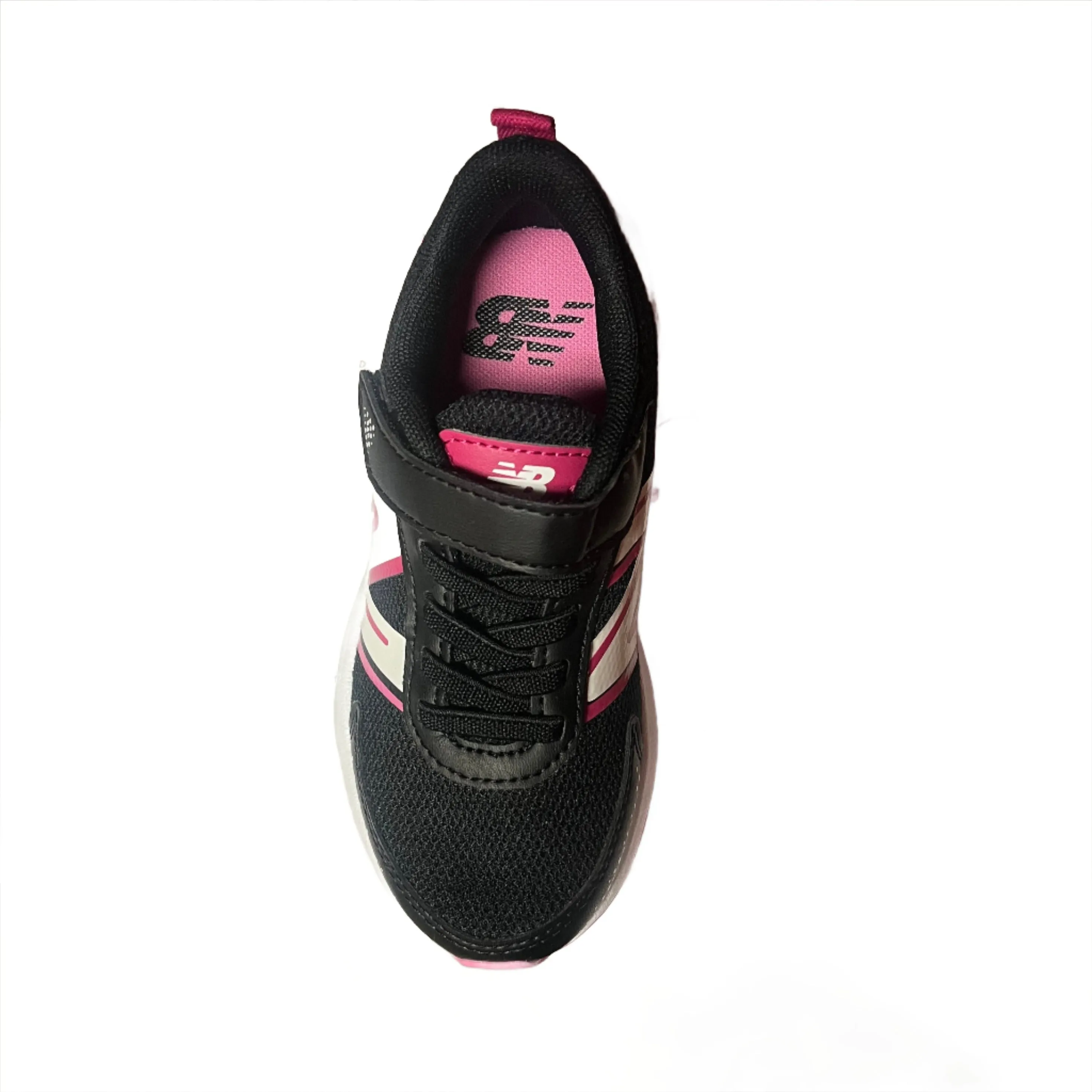 New Balance Shoes Kid's Dynasoft 545 Bungee Lace with Top Strap Black/Carnival Pink (10.5c-3Y)