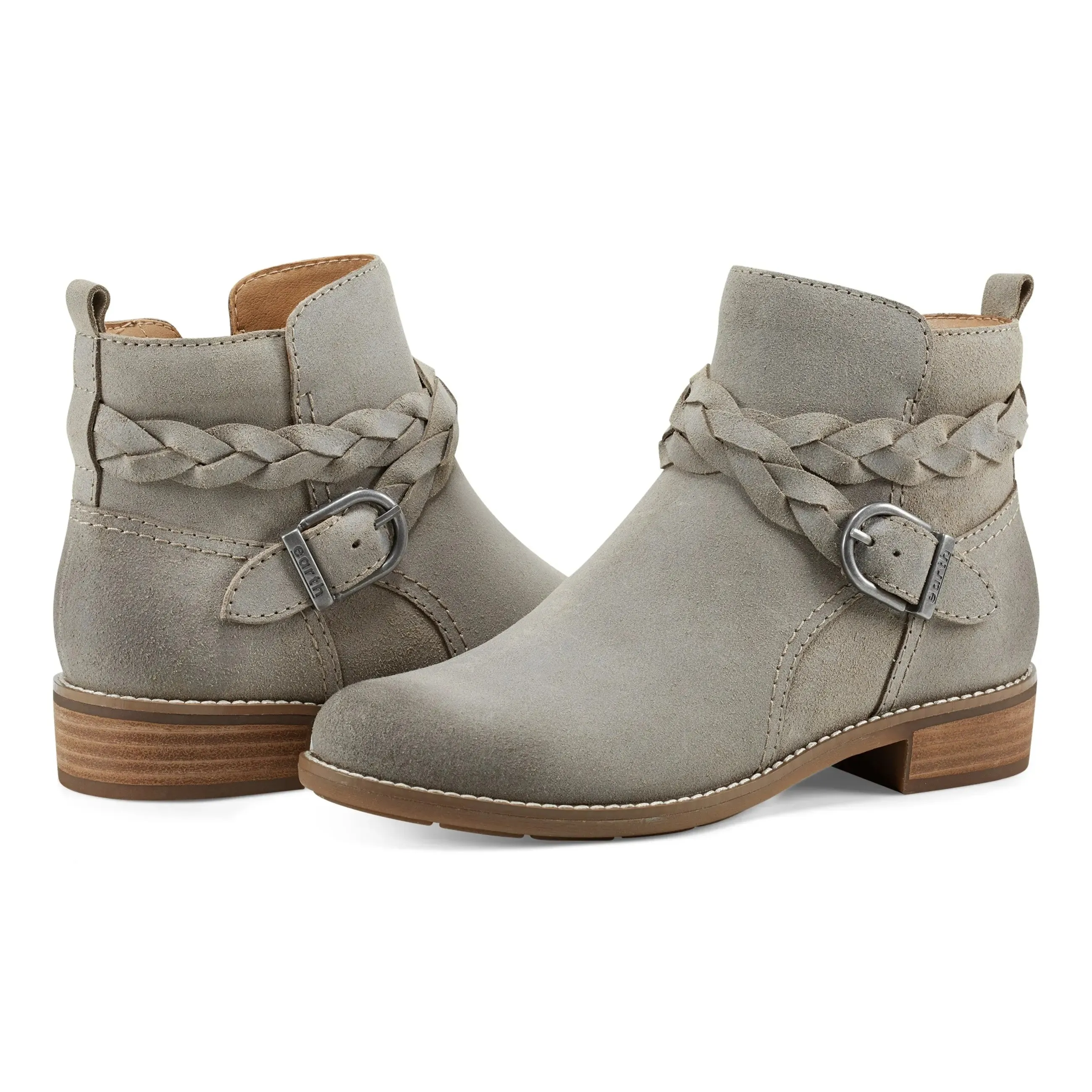 Nicole Round Toe Stacked Heel Casual Booties