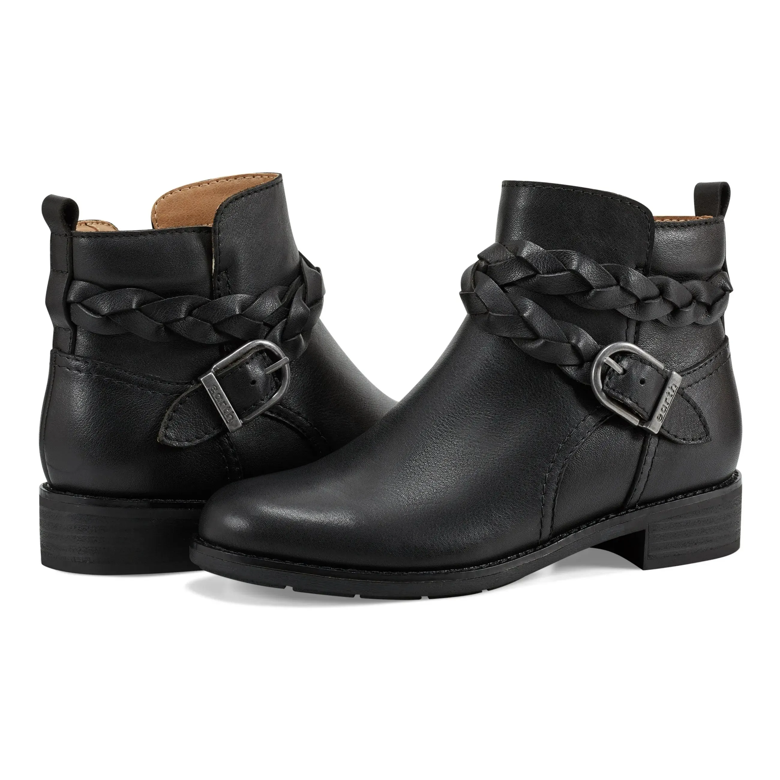 Nicole Round Toe Stacked Heel Casual Booties
