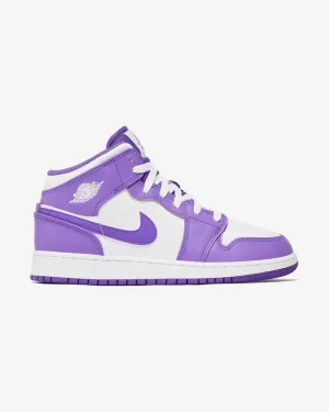NIKE AIR JORDAN1 MID GS PURPLE VENOM WHITE (NEW)