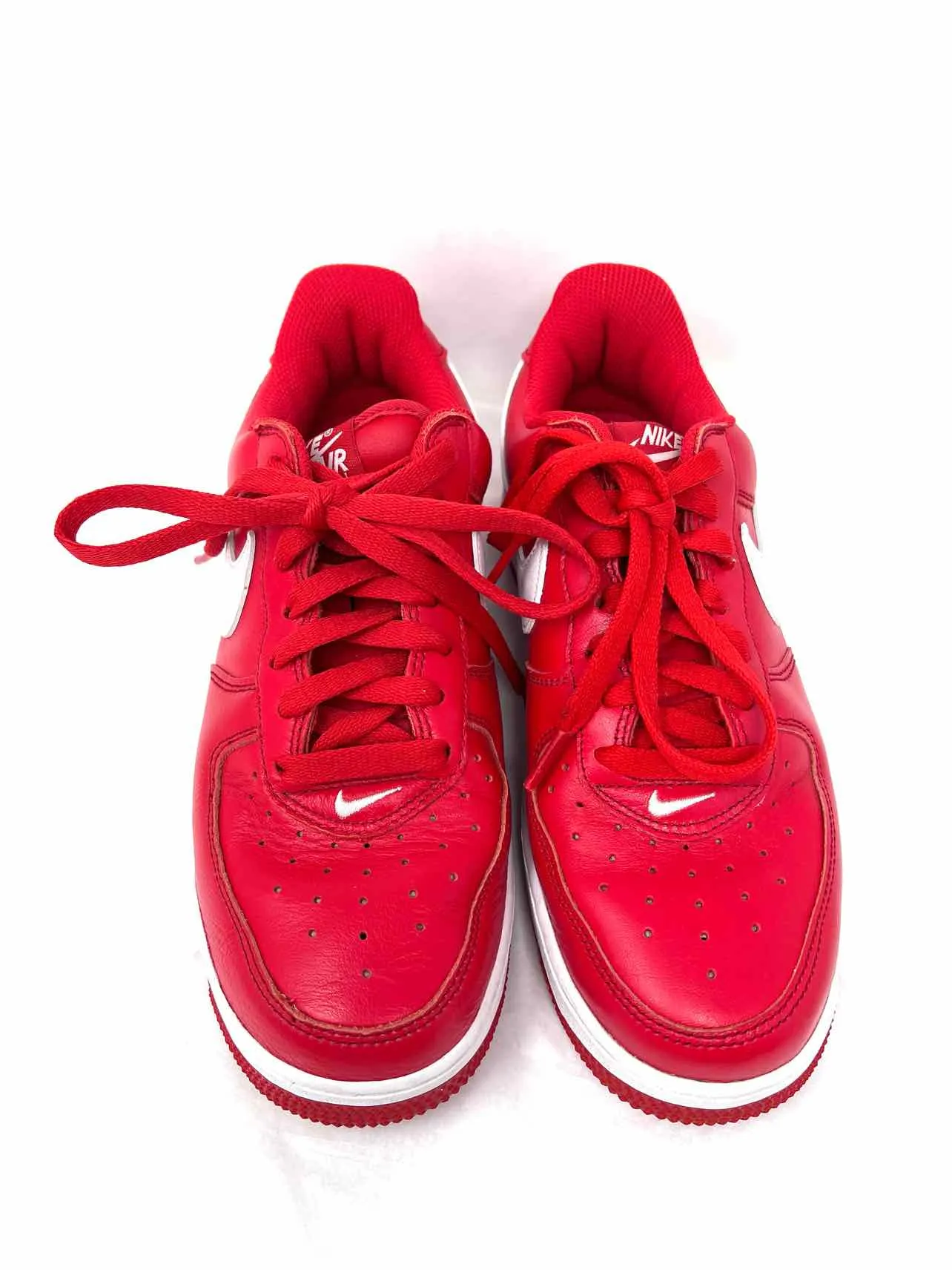 Nike Size 7 Red/White Lace-Up Leather Shoes Sneakers