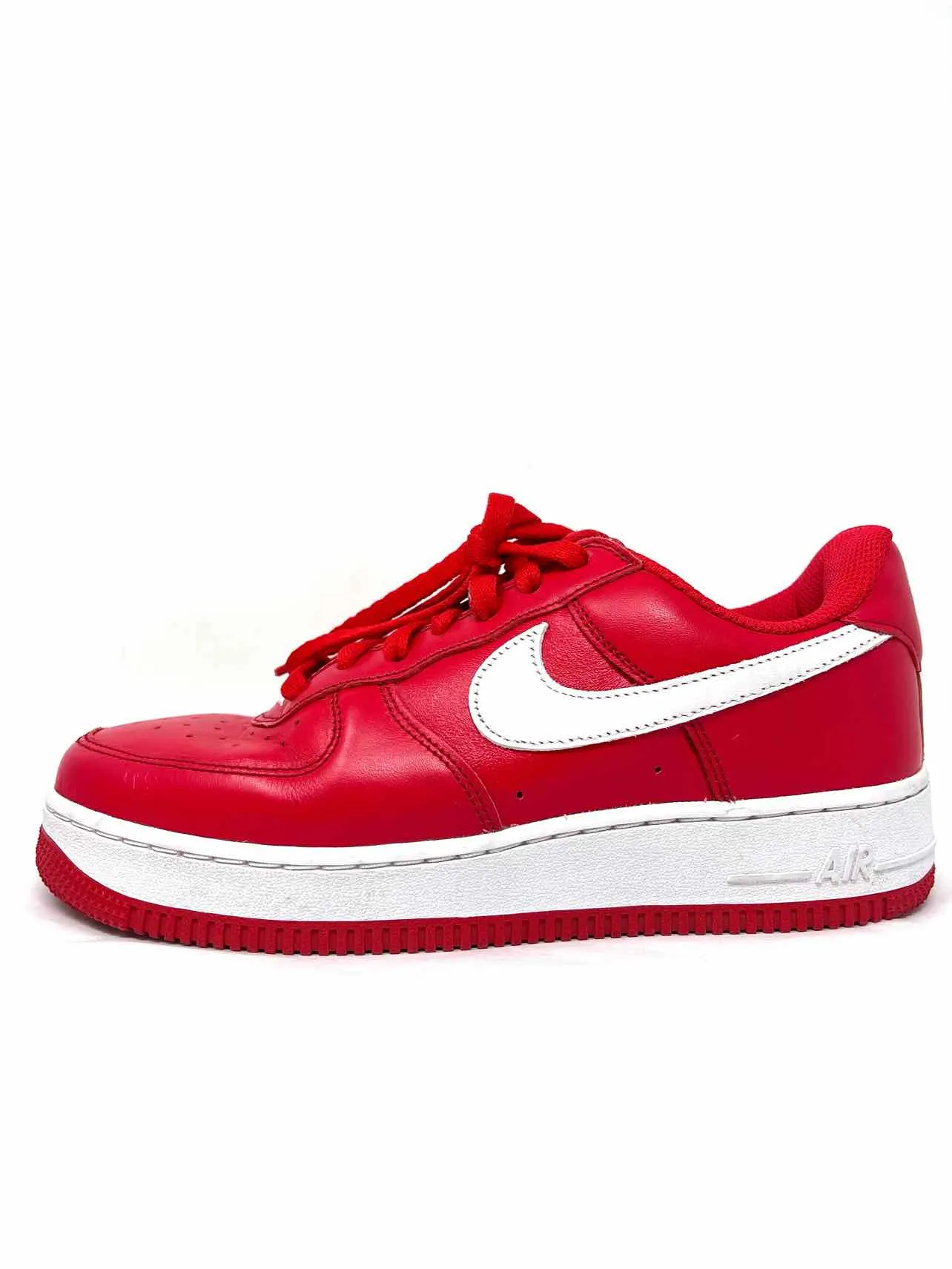Nike Size 7 Red/White Lace-Up Leather Shoes Sneakers
