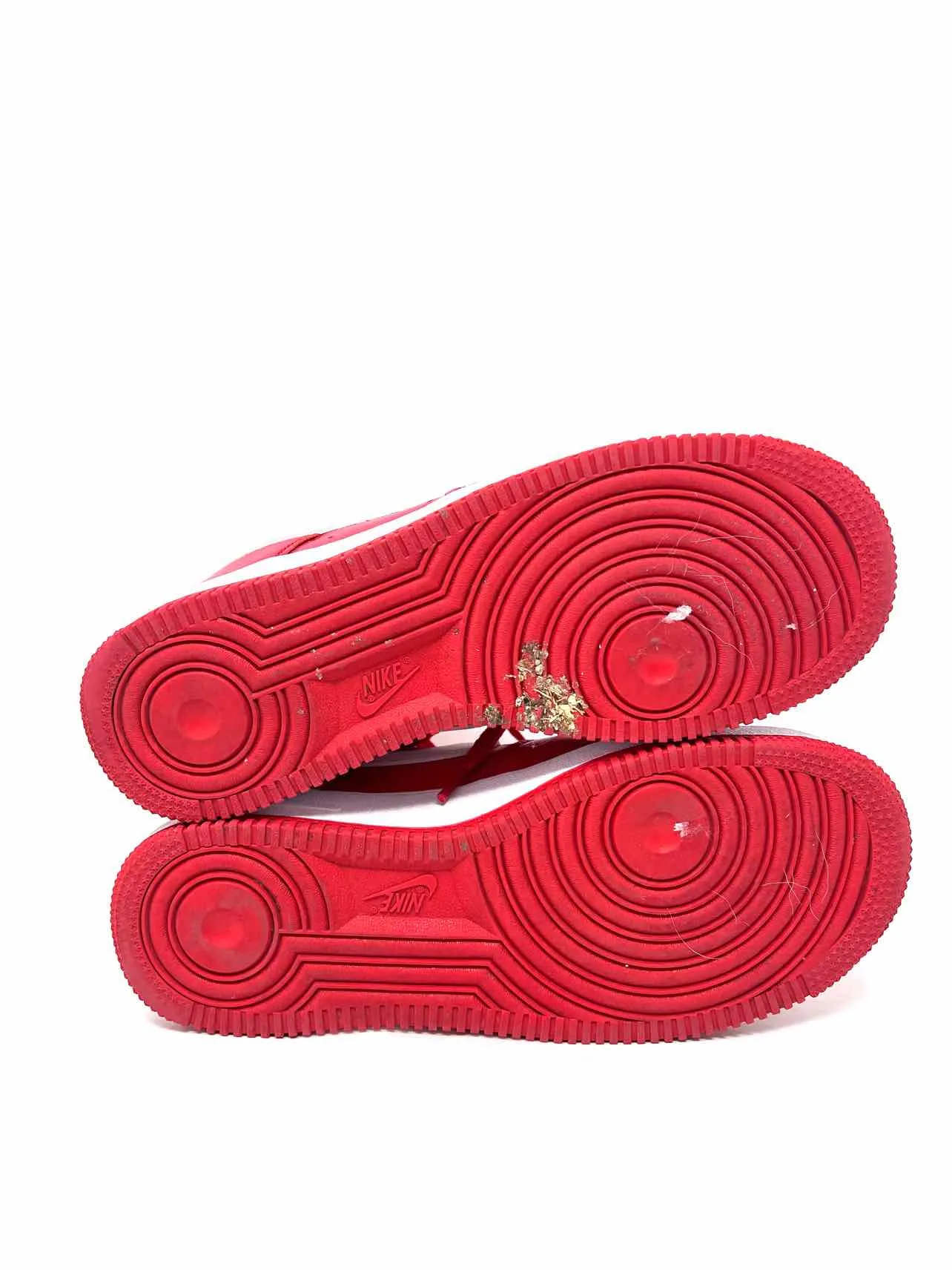 Nike Size 7 Red/White Lace-Up Leather Shoes Sneakers