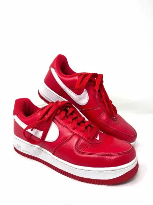 Nike Size 7 Red/White Lace-Up Leather Shoes Sneakers