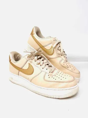 Nike Size 9 Beige/Gold Lace-Up Leather Shoes Sneakers