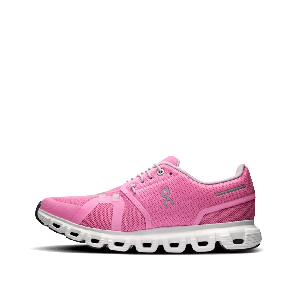 On Women's Cloud 6 Sneaker in Raspberry/White